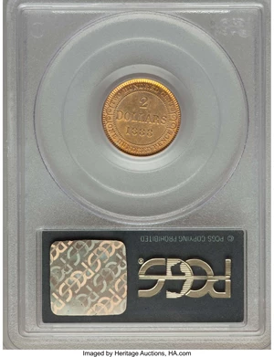 image for: Newfoundland. Victoria gold 2 Dollars 1888 AU55 PCGS