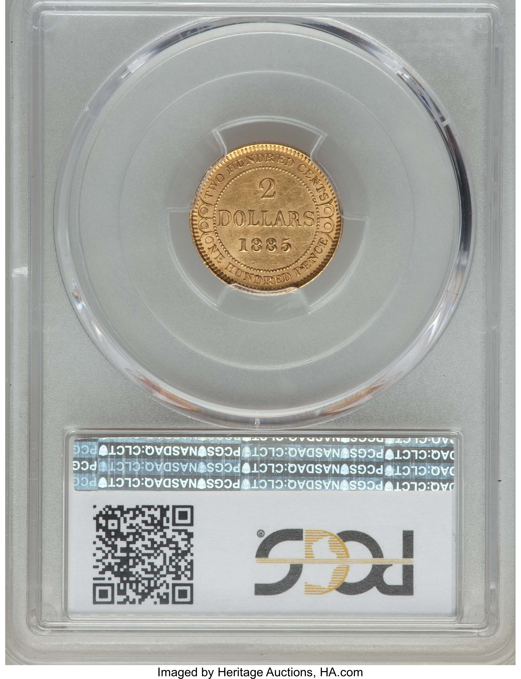 image for: Newfoundland. Victoria gold 2 Dollars 1885 AU58 PCGS