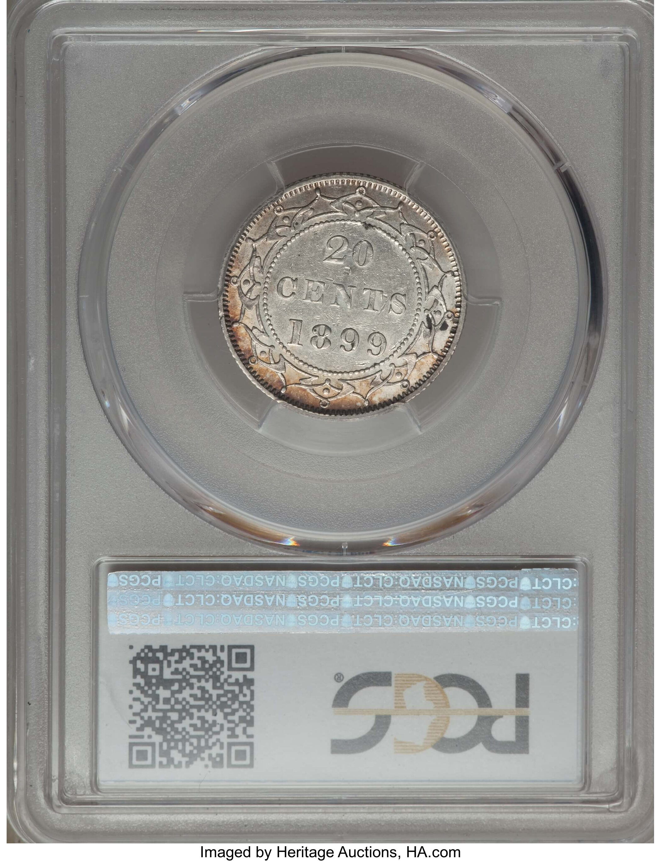 image for: Newfoundland. Victoria 20 Cents 1899 AU50 PCGS