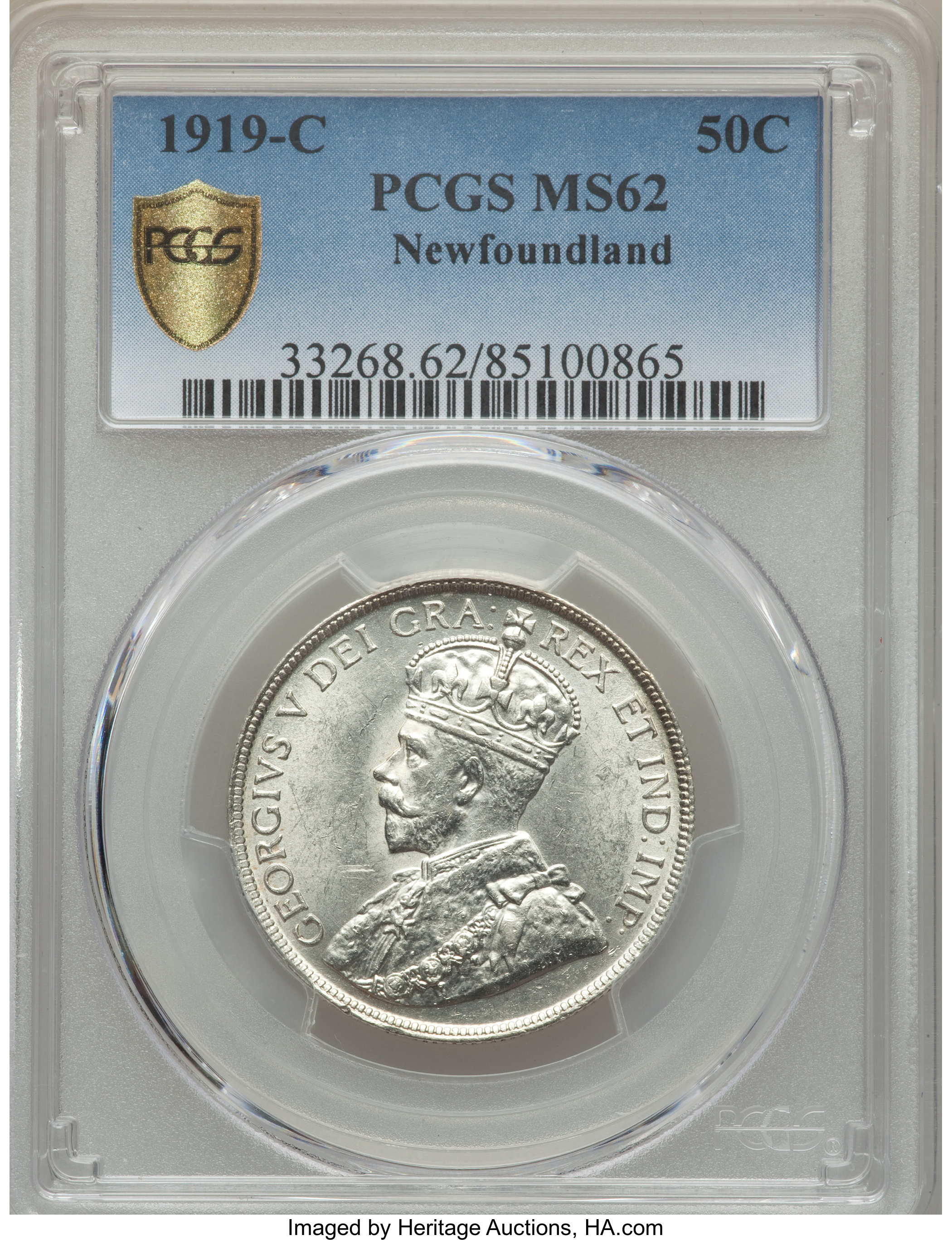 image for: Newfoundland. George V 50 Cents 1919-C MS62 PCGS