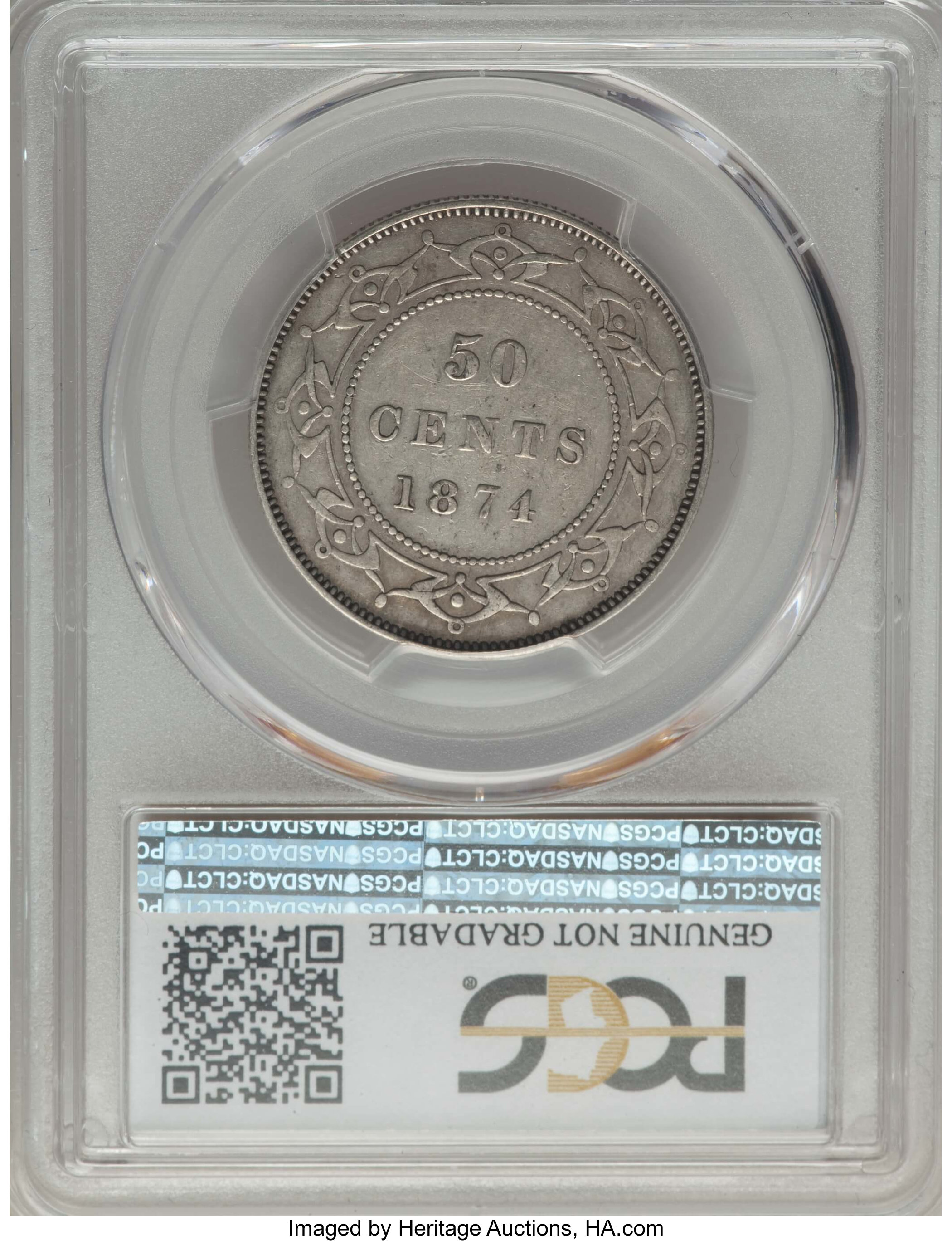 image for: Newfoundland. Victoria 50 Cents 1874 Genuine (Cleaned) PCGS