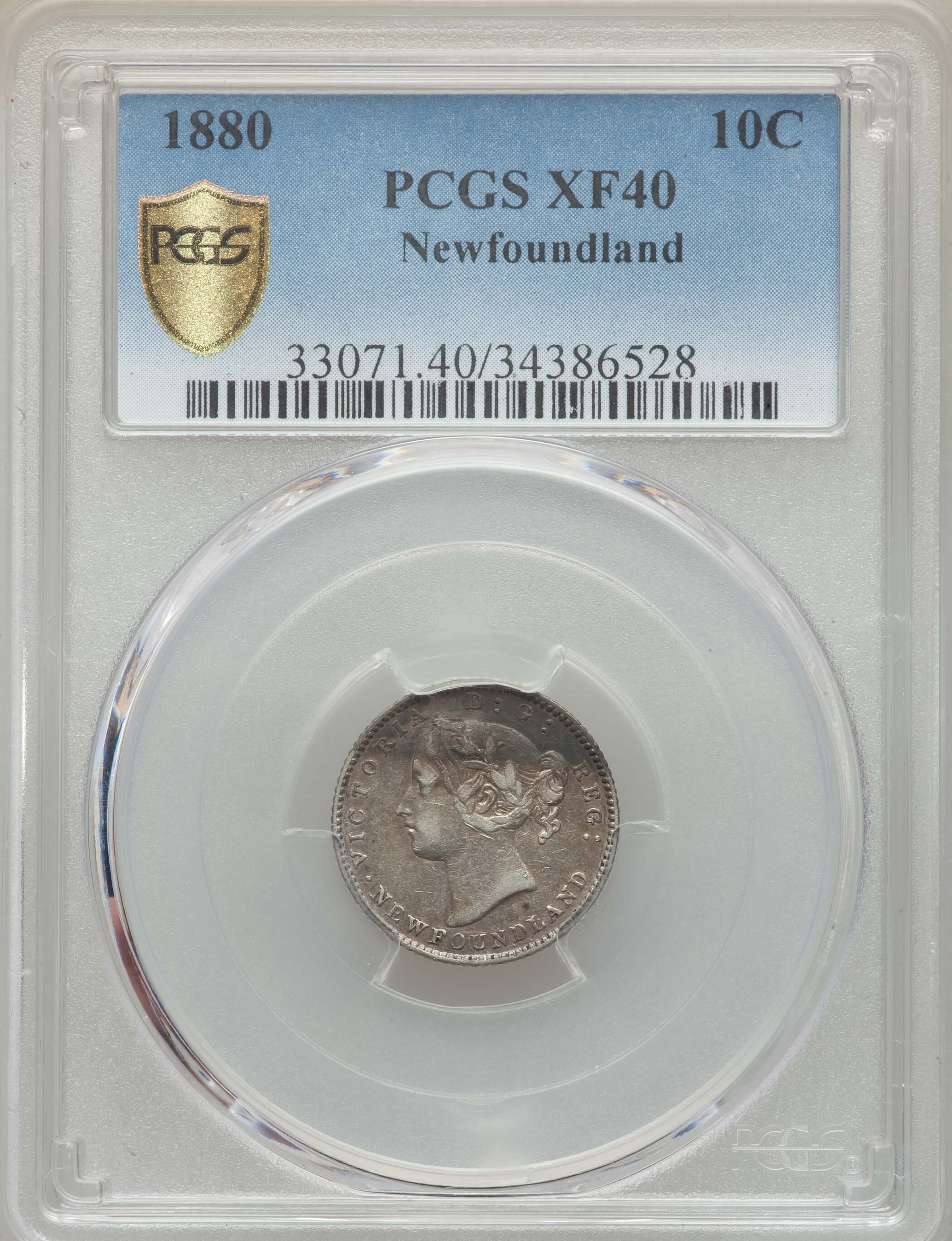 image for: Newfoundland. Victoria 10 Cents 1880 XF40 PCGS