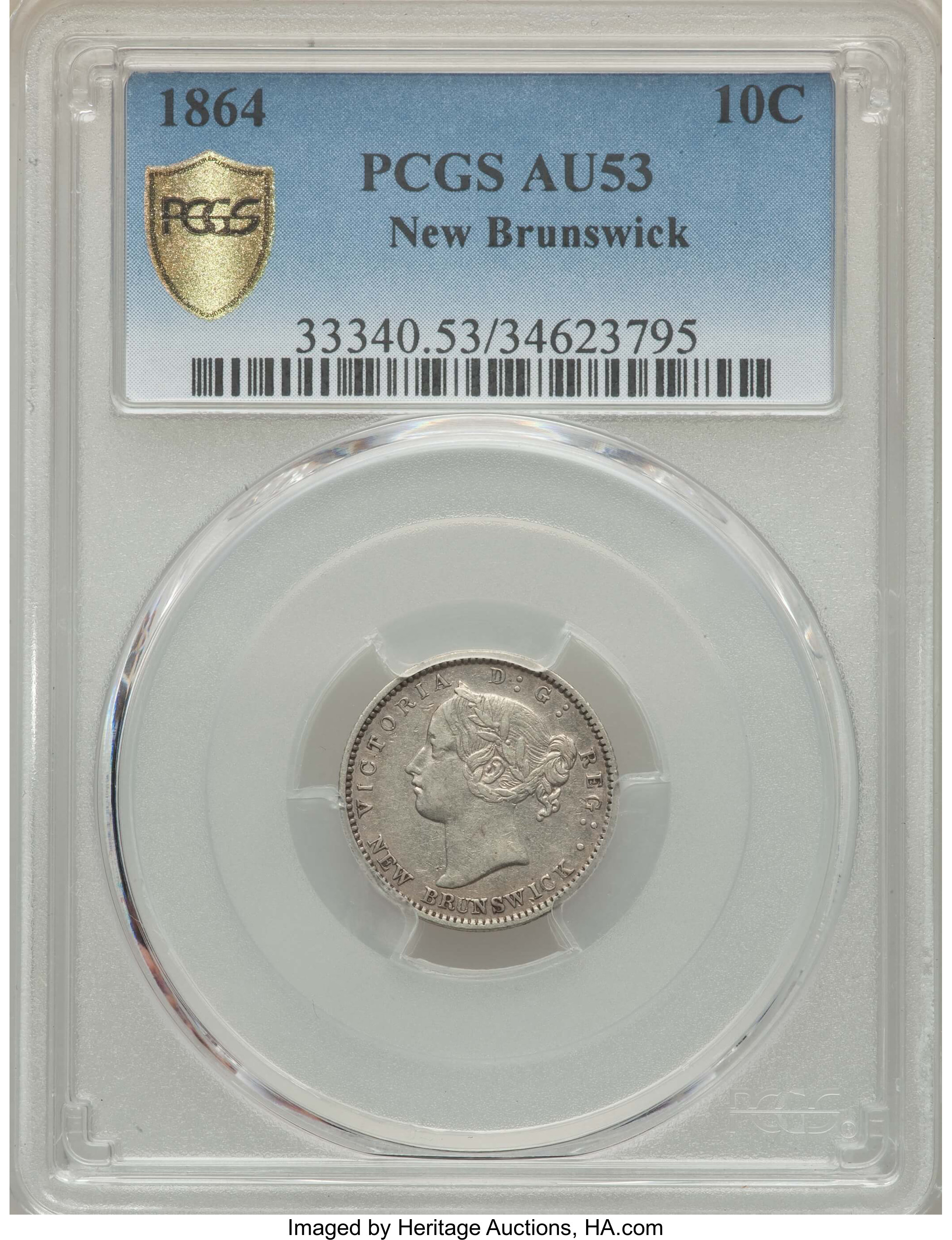 image for: New Brunswick. Victoria 20 Cents 1864 AU53 PCGS