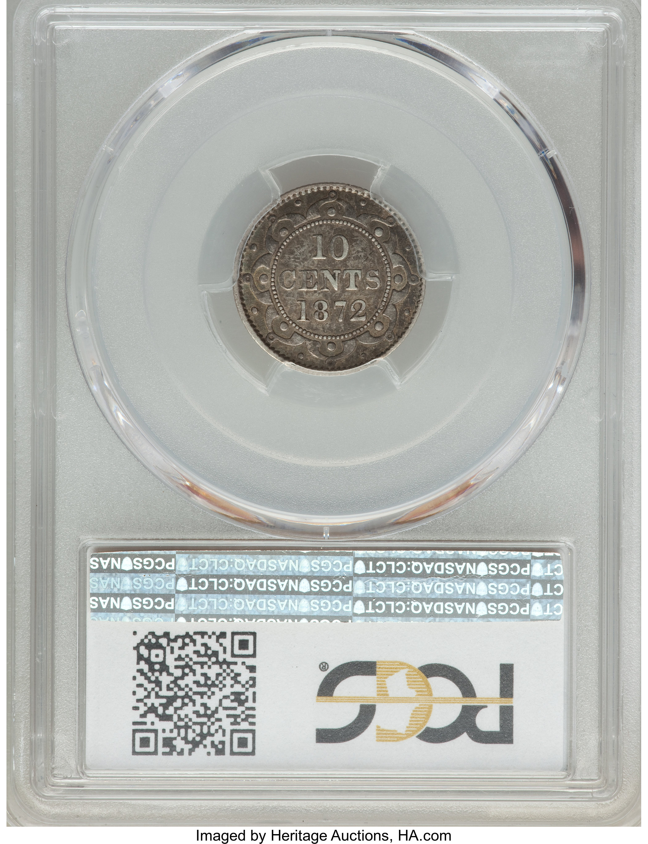 image for: Newfoundland. Victoria 10 Cents 1872-H XF40 PCGS