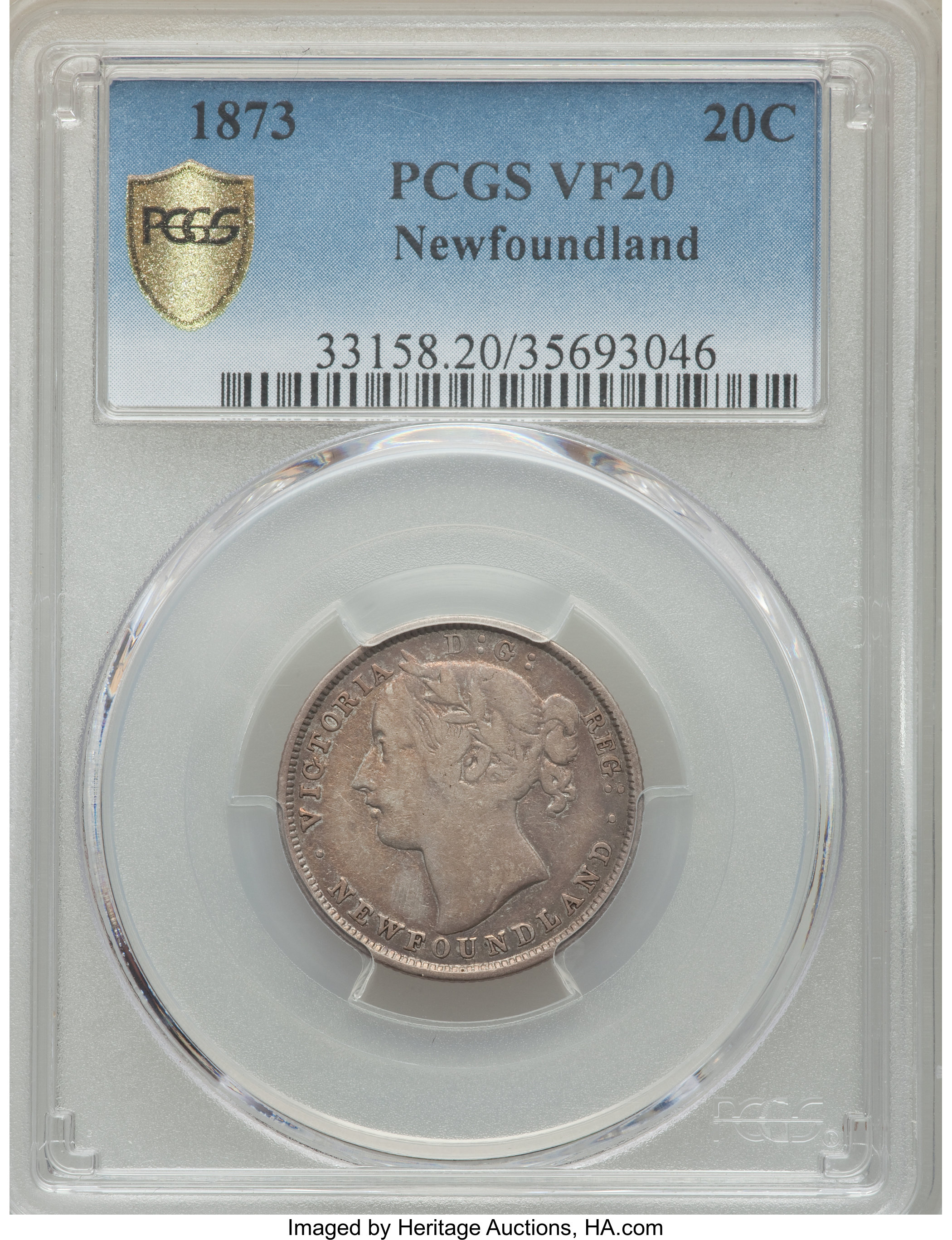 image for: Newfoundland. Victoria 20 Cents 1873 VF20 PCGS