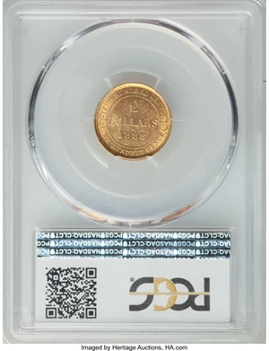 image for: Newfoundland. Victoria gold 2 Dollars 1888 MS61 PCGS