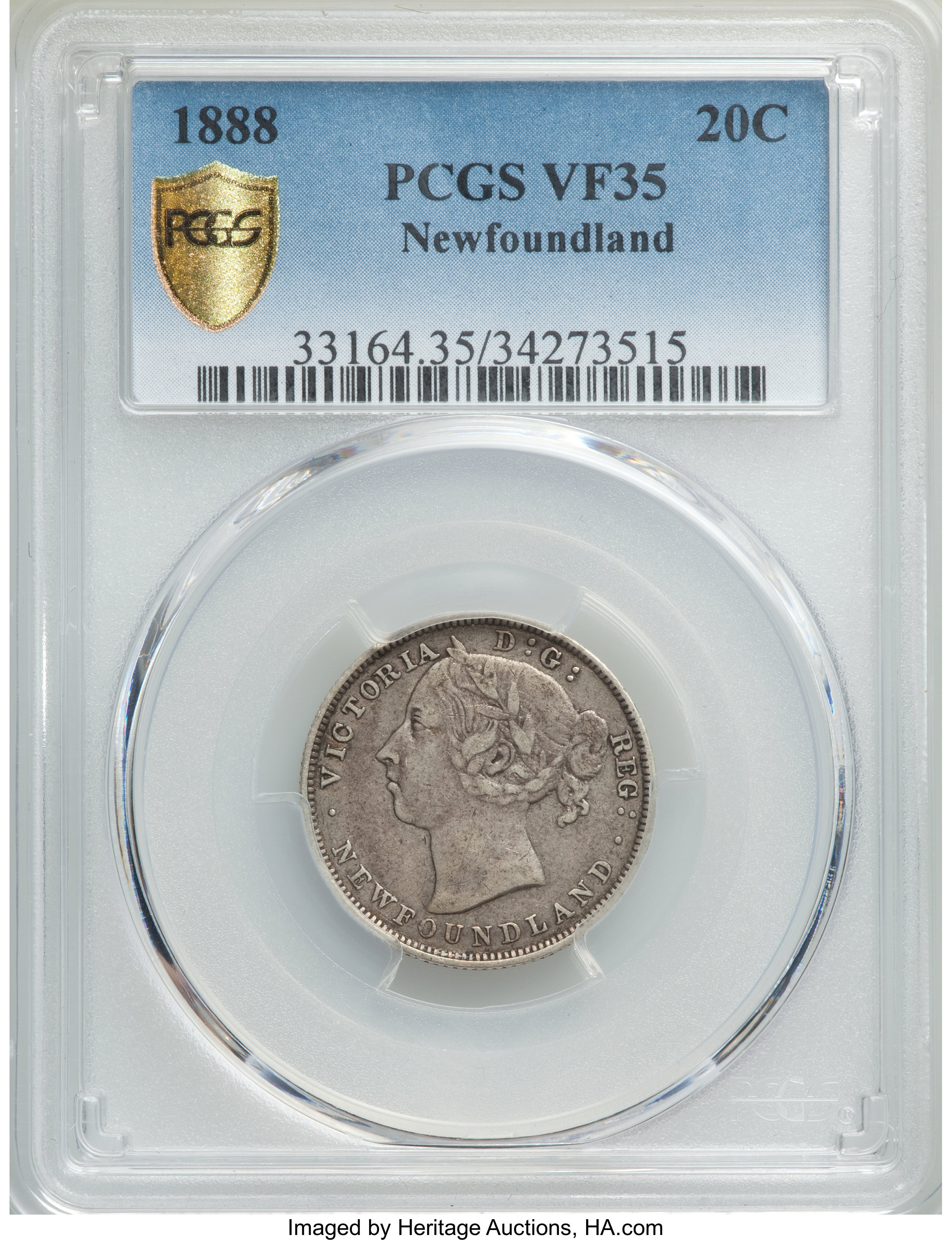 image for: Newfoundland. Victoria 20 Cents 1888 VF35 PCGS