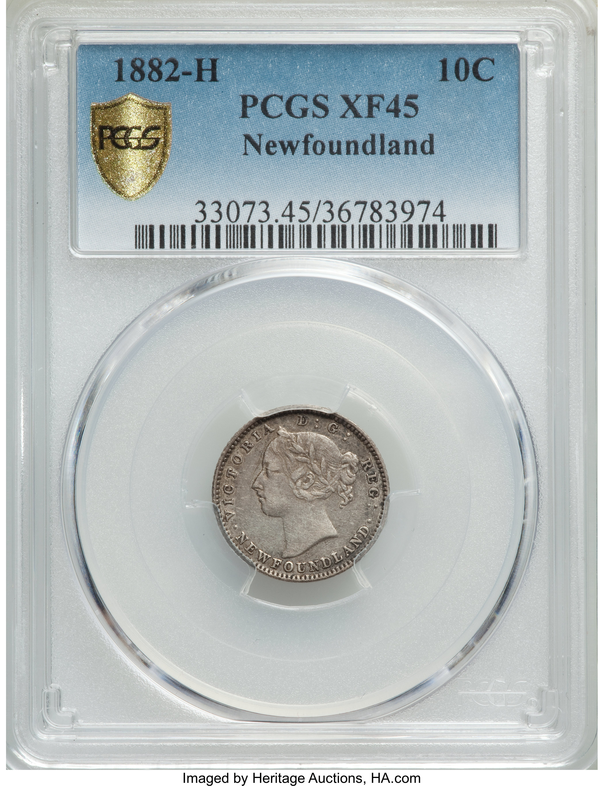 image for: Newfoundland. Victoria 10 Cents 1882-H XF45 PCGS