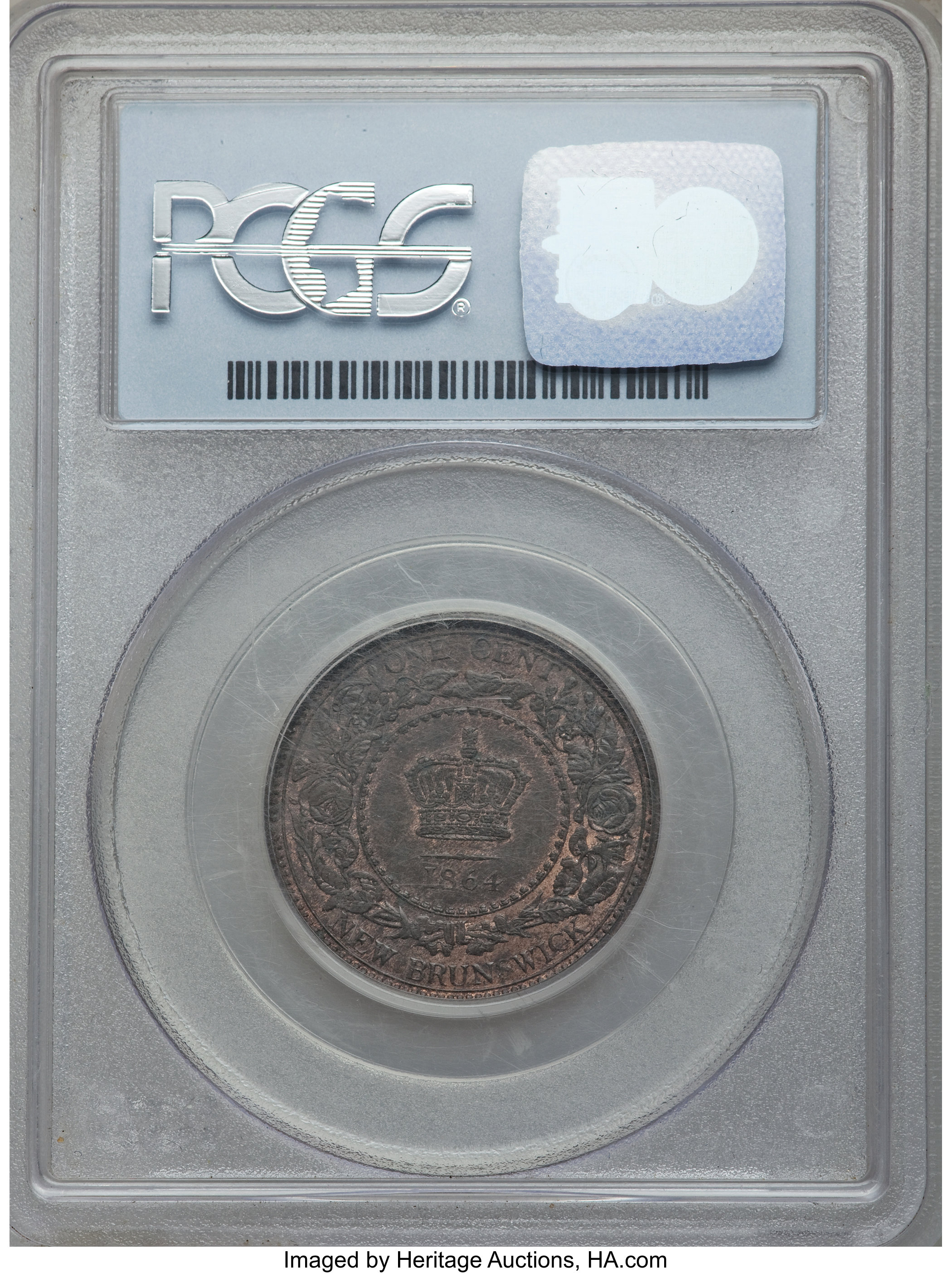 image for: New Brunswick. Victoria Tall 6 Cent 1864 MS64 Brown PCGS