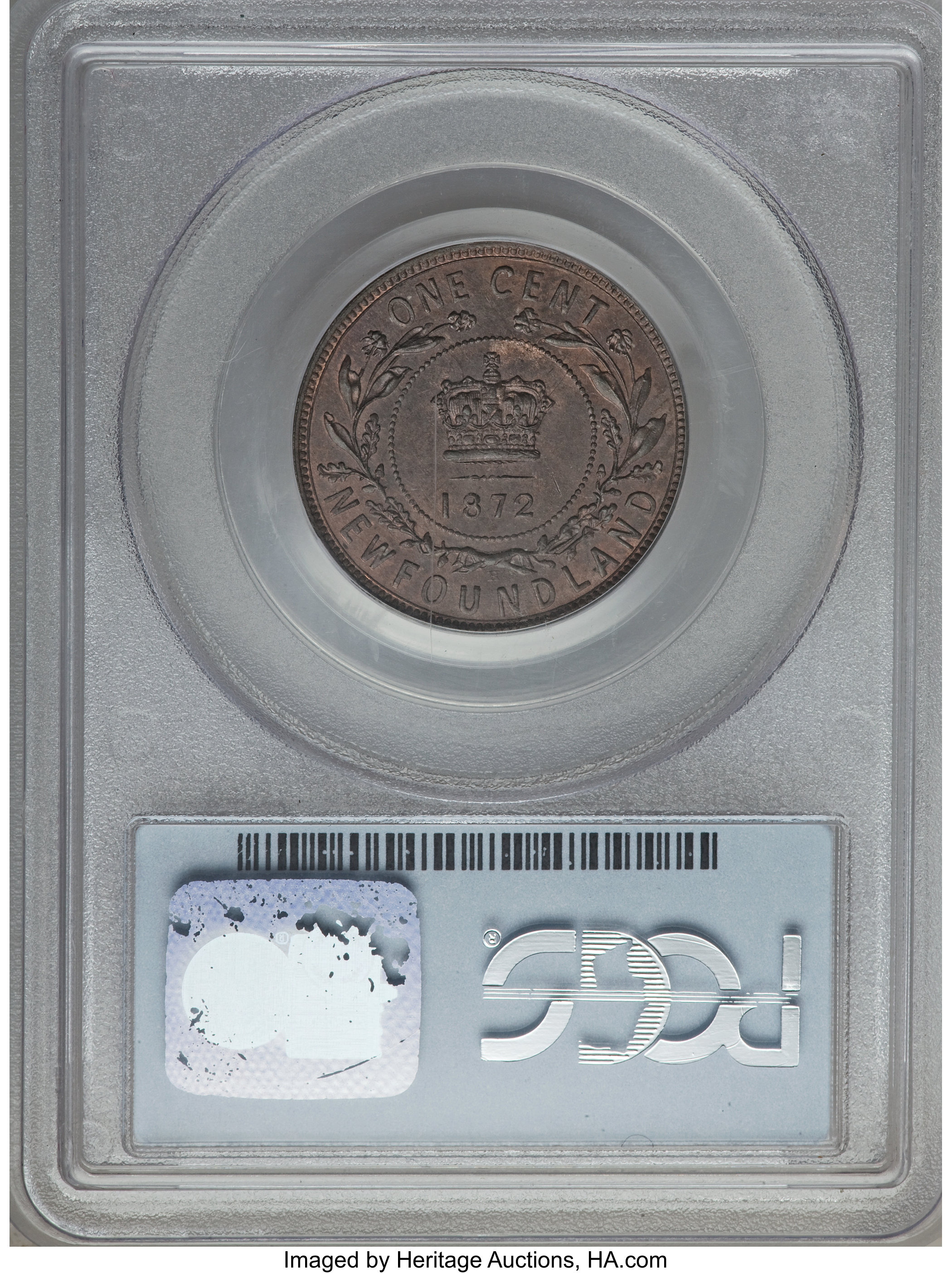 image for: Newfoundland. Victoria Cent 1872-H MS65 Red and Brown PCGS