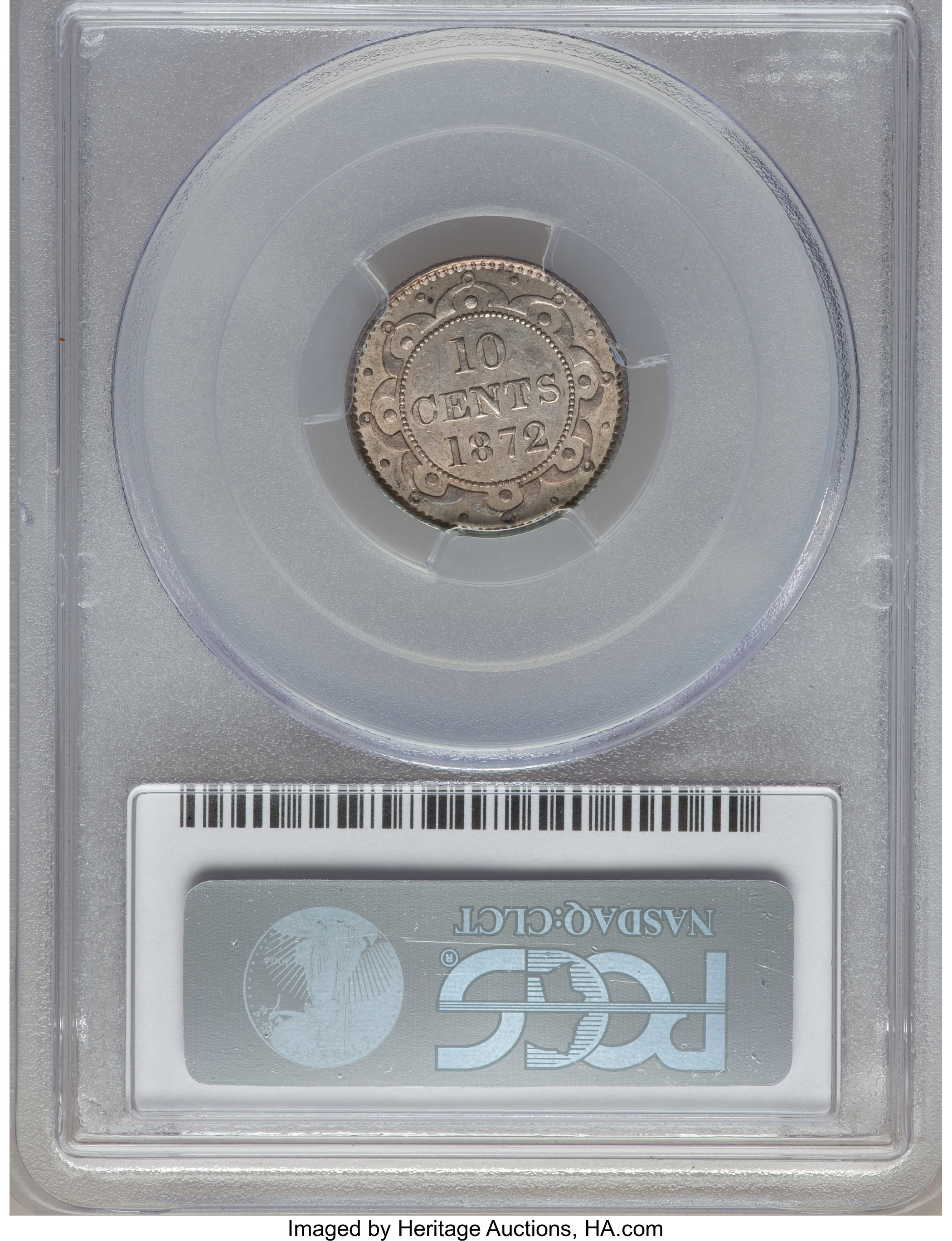 image for: Newfoundland. Victoria 10 Cents 1872-H AU53 PCGS