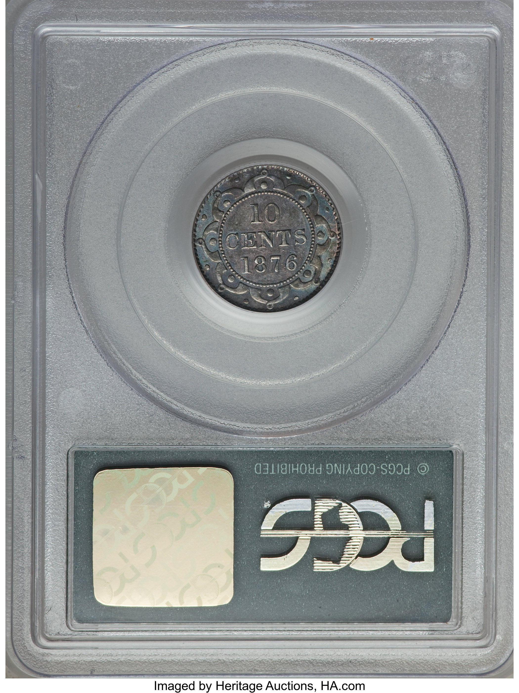 image for: Newfoundland. Victoria 10 Cents 1876-H AU50 PCGS