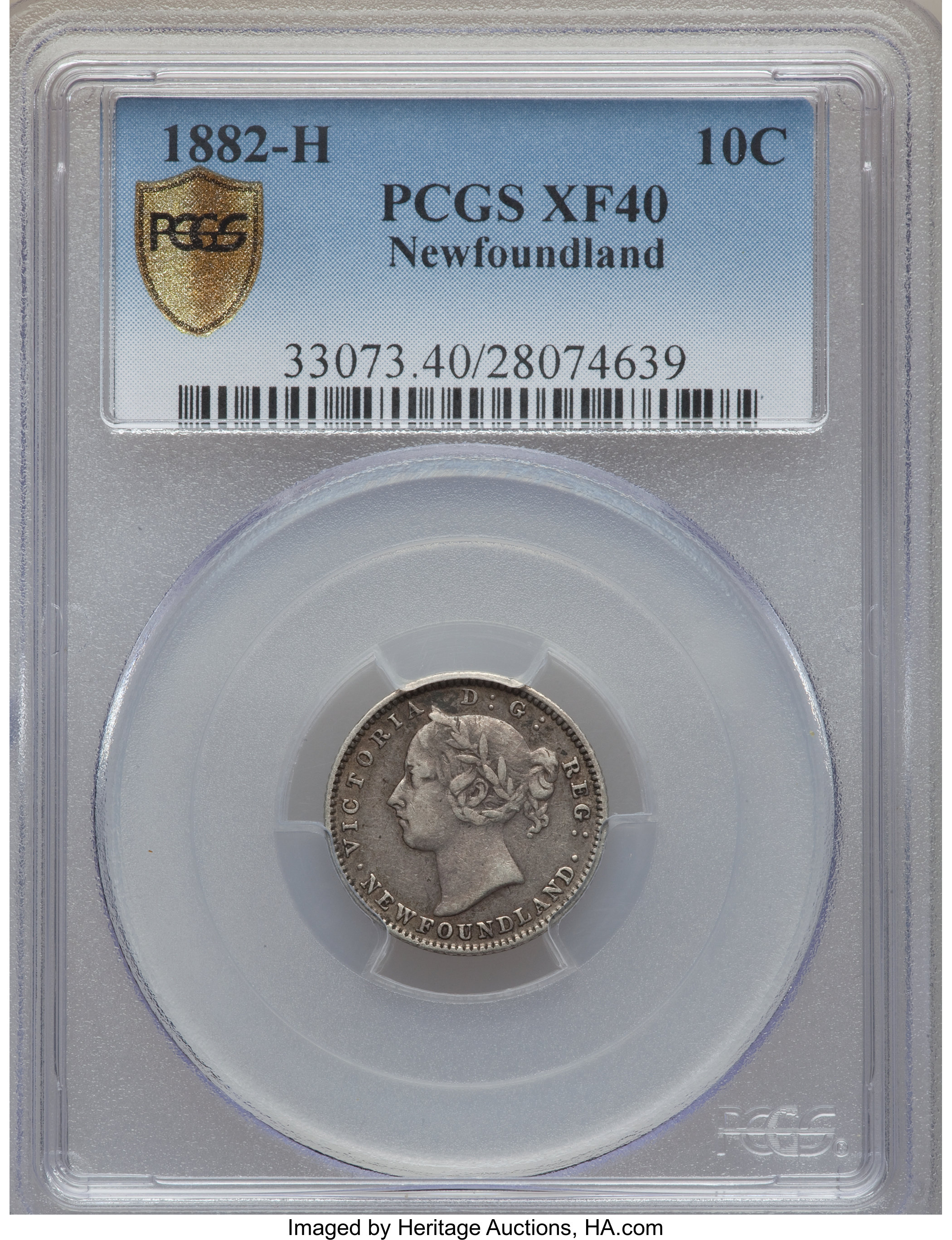 image for: Newfoundland. Victoria 10 Cents 1882-H XF40 PCGS
