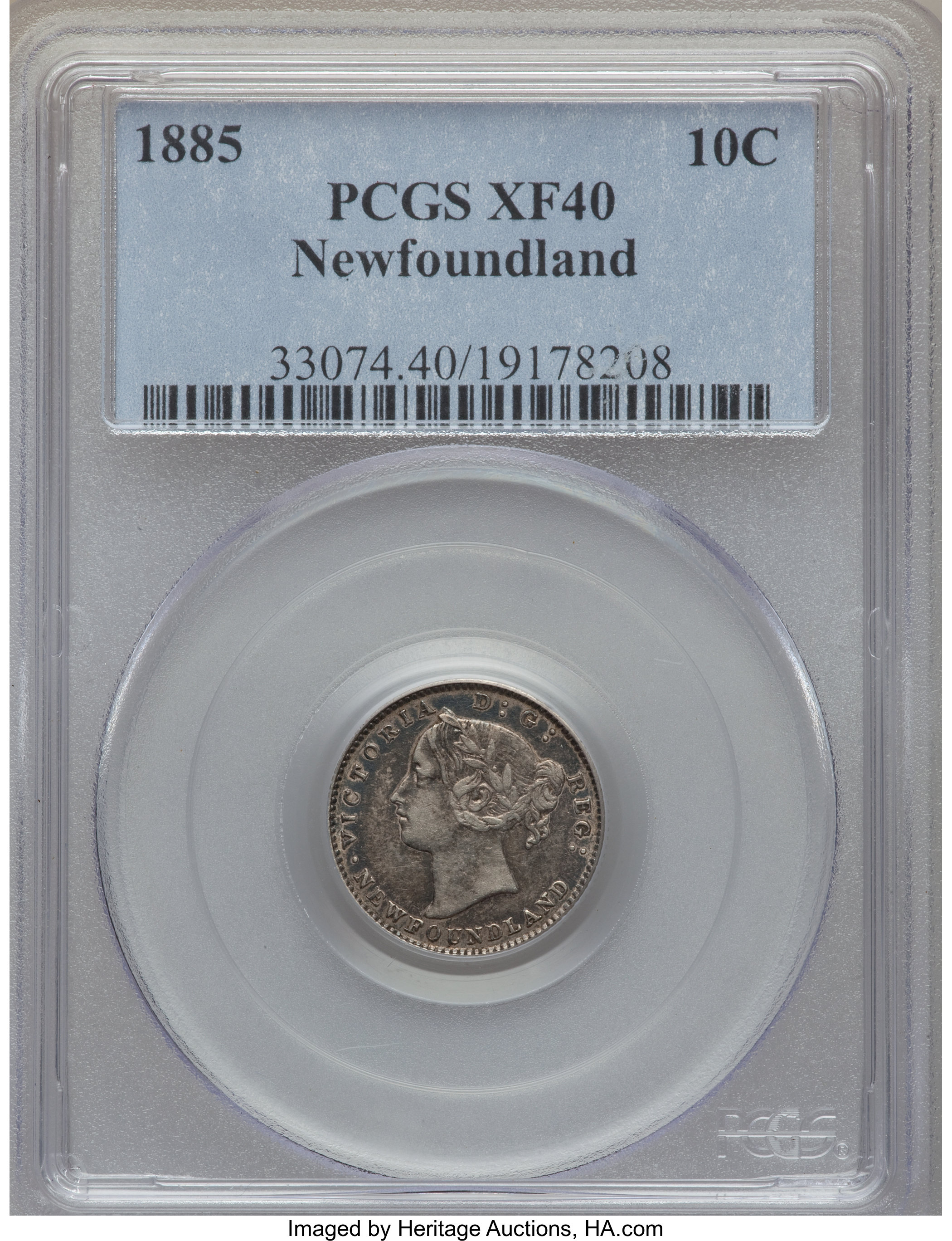 image for: Newfoundland. Victoria 10 Cents 1885 XF40 PCGS