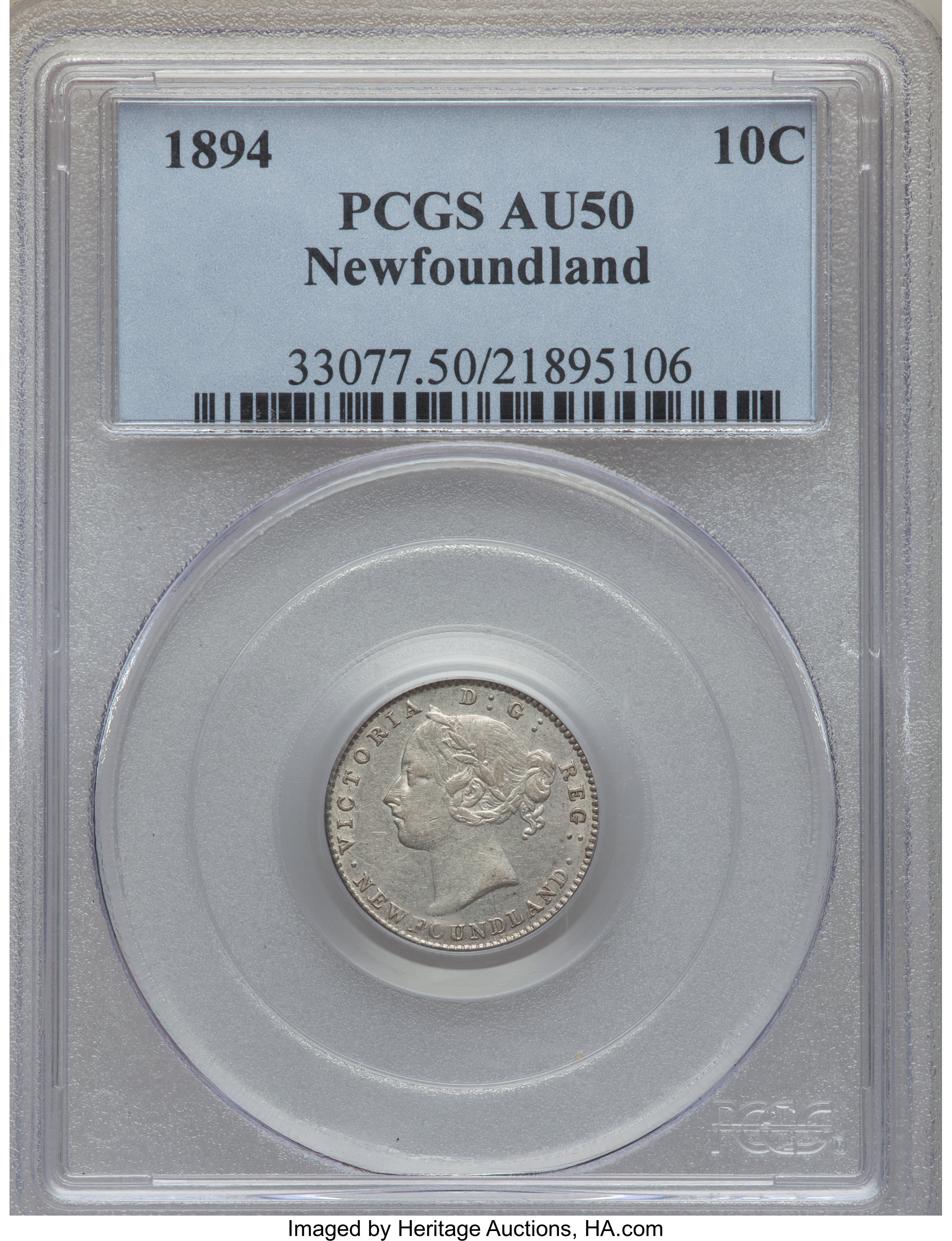 image for: Newfoundland. Victoria 10 Cents 1894 AU50 PCGS