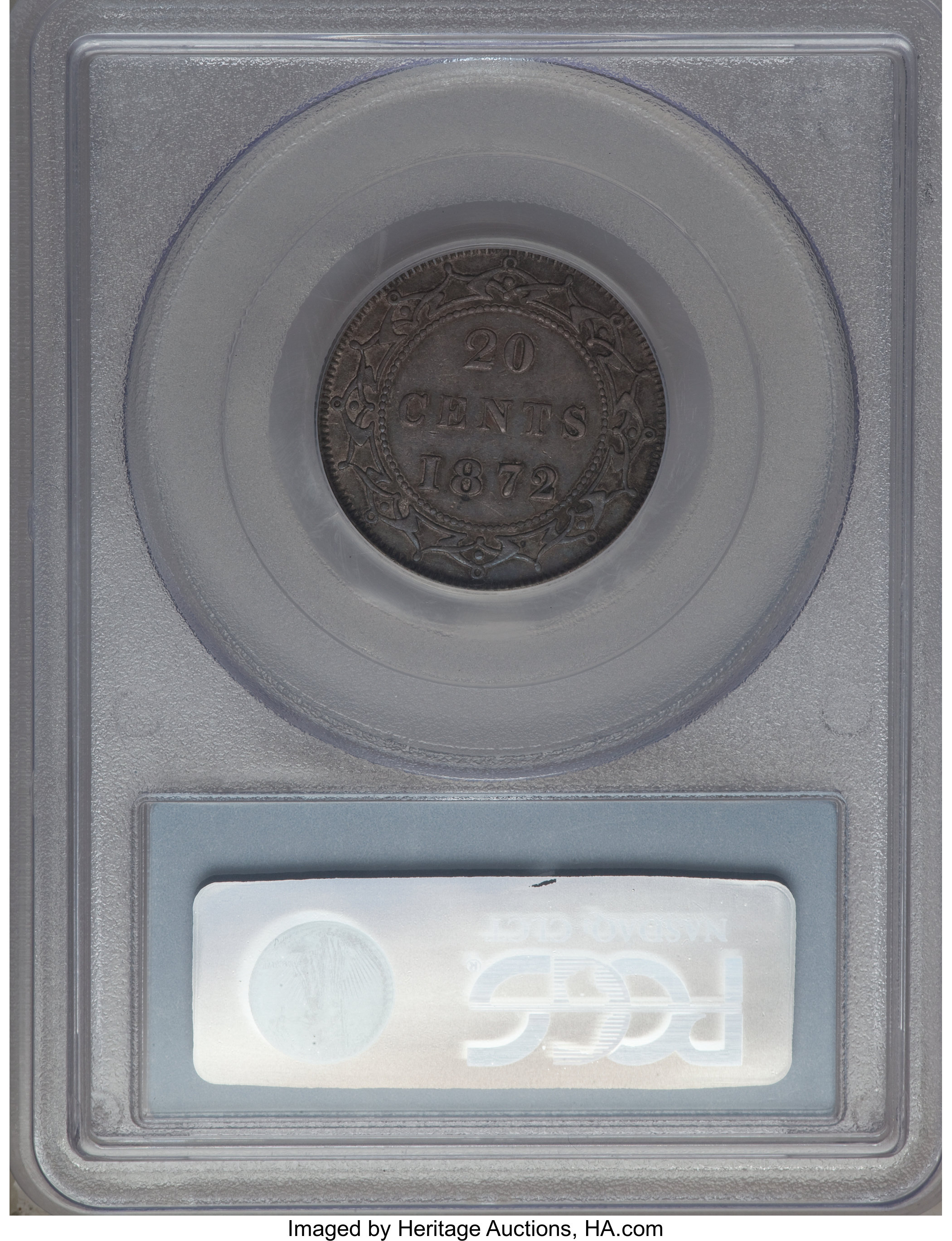 image for: Newfoundland. Victoria 20 Cents 1872-H AU50 PCGS