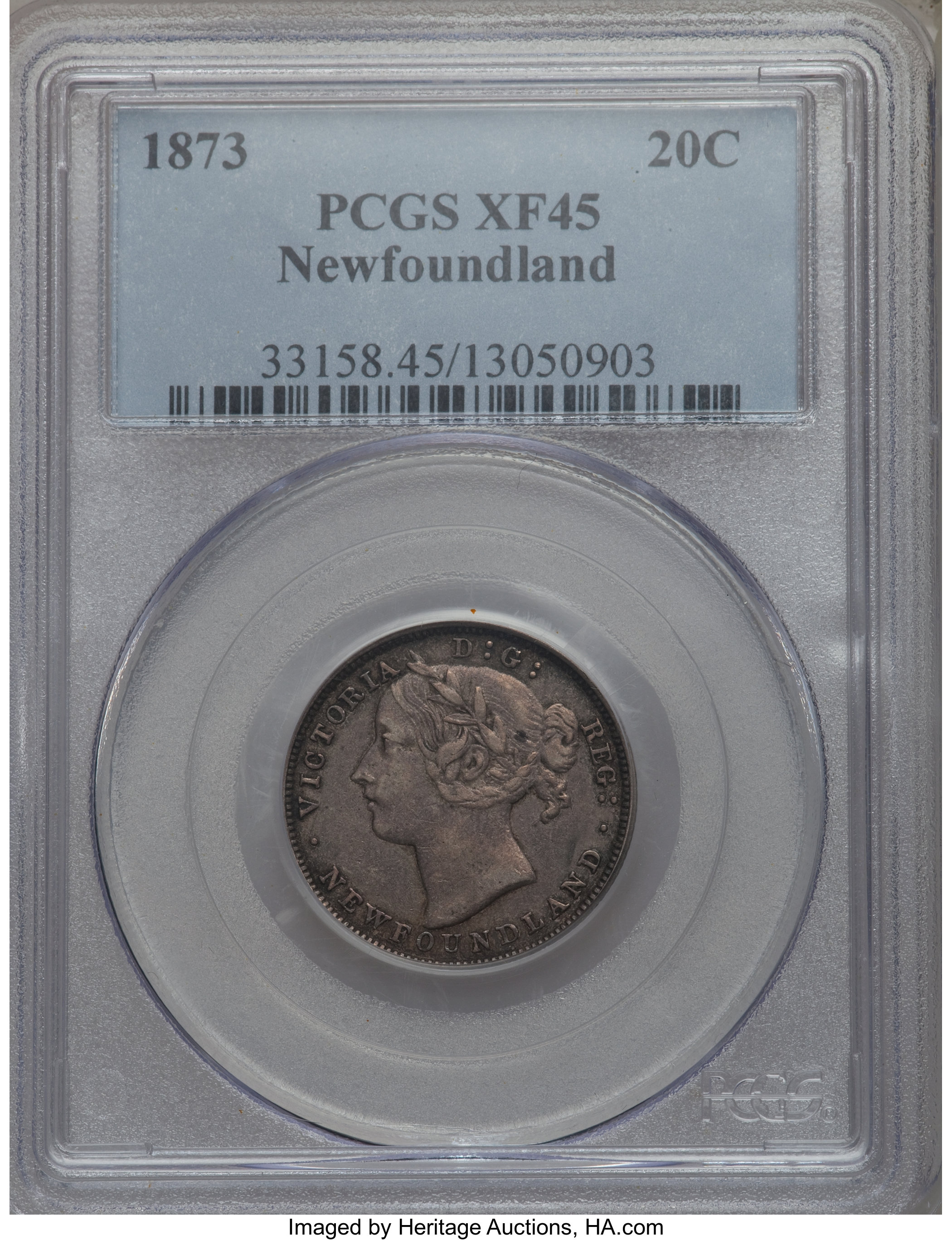 image for: Newfoundland. Victoria 20 Cents 1873 XF45 PCGS
