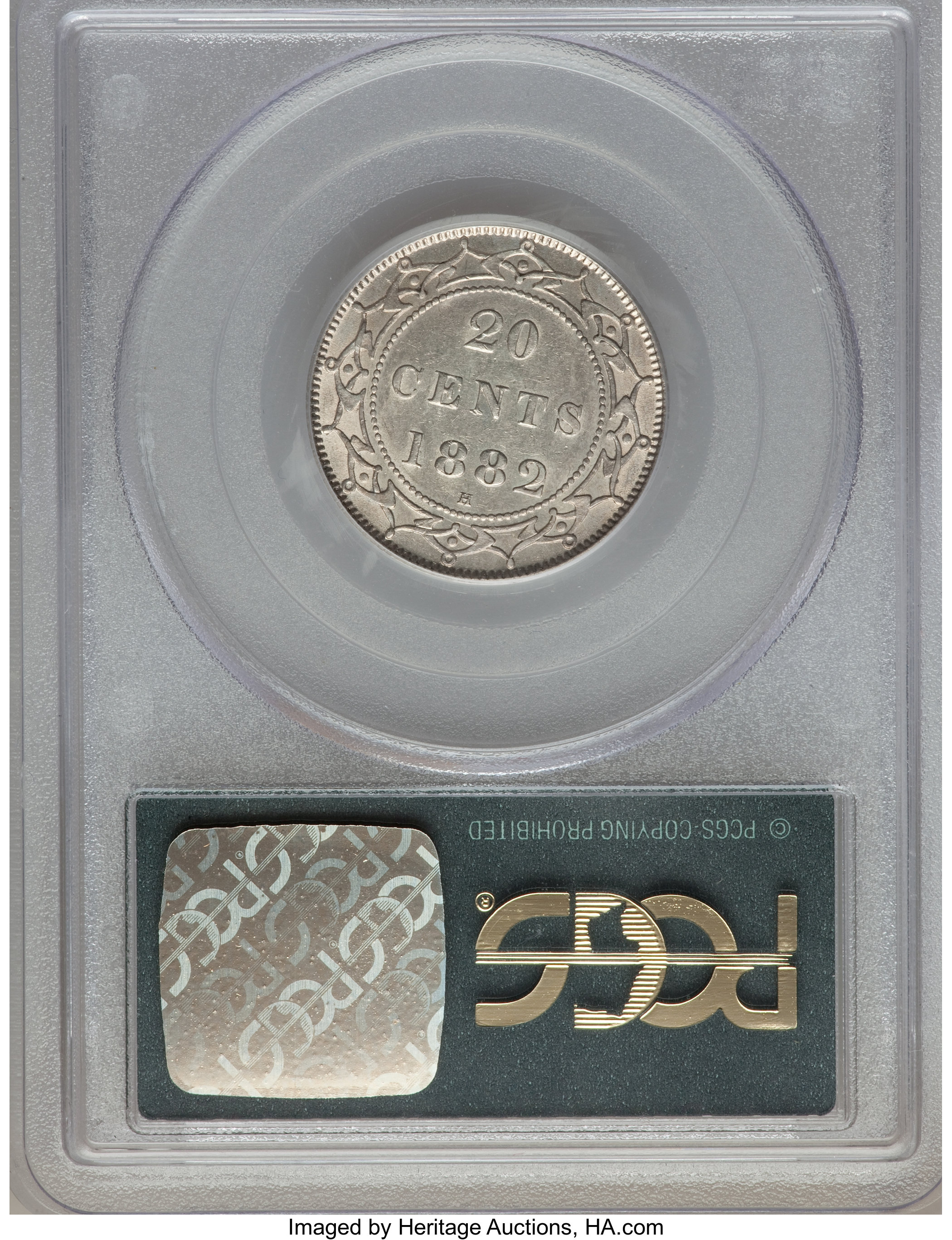 image for: Newfoundland. Victoria 20 Cents 1882-H AU53 PCGS