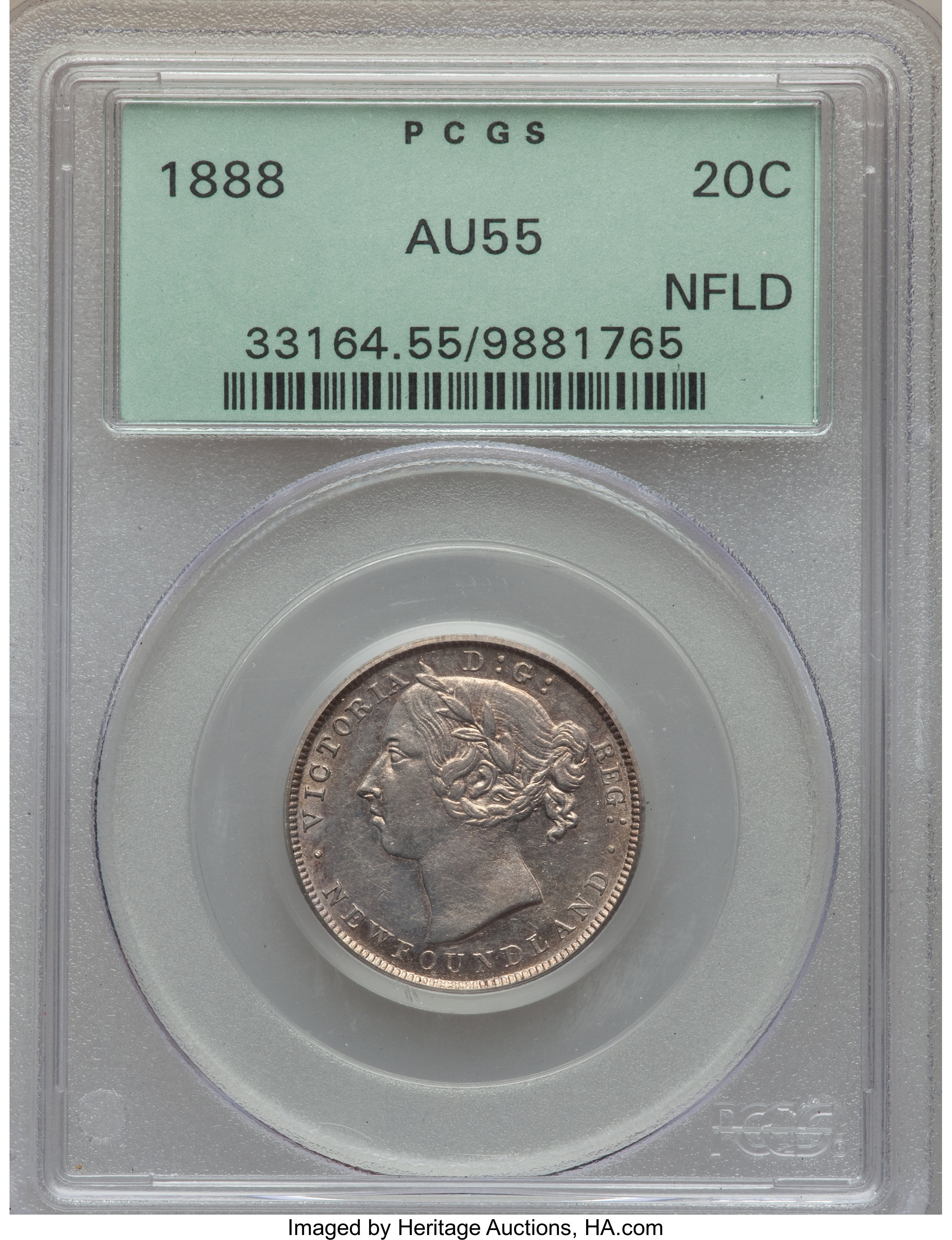 image for: Newfoundland. Victoria 20 Cents 1888 AU55 PCGS