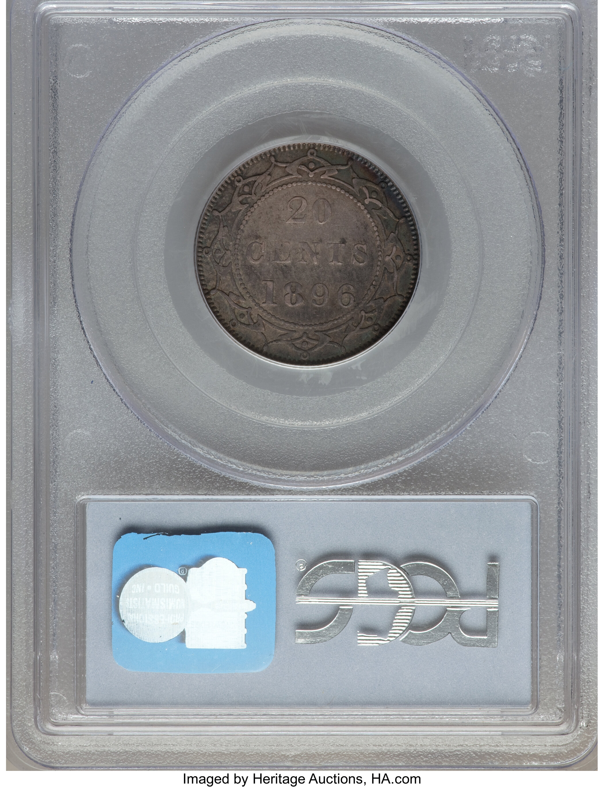 image for: Newfoundland. Victoria "Small 96" 20 Cents 1896 AU50 PCGS