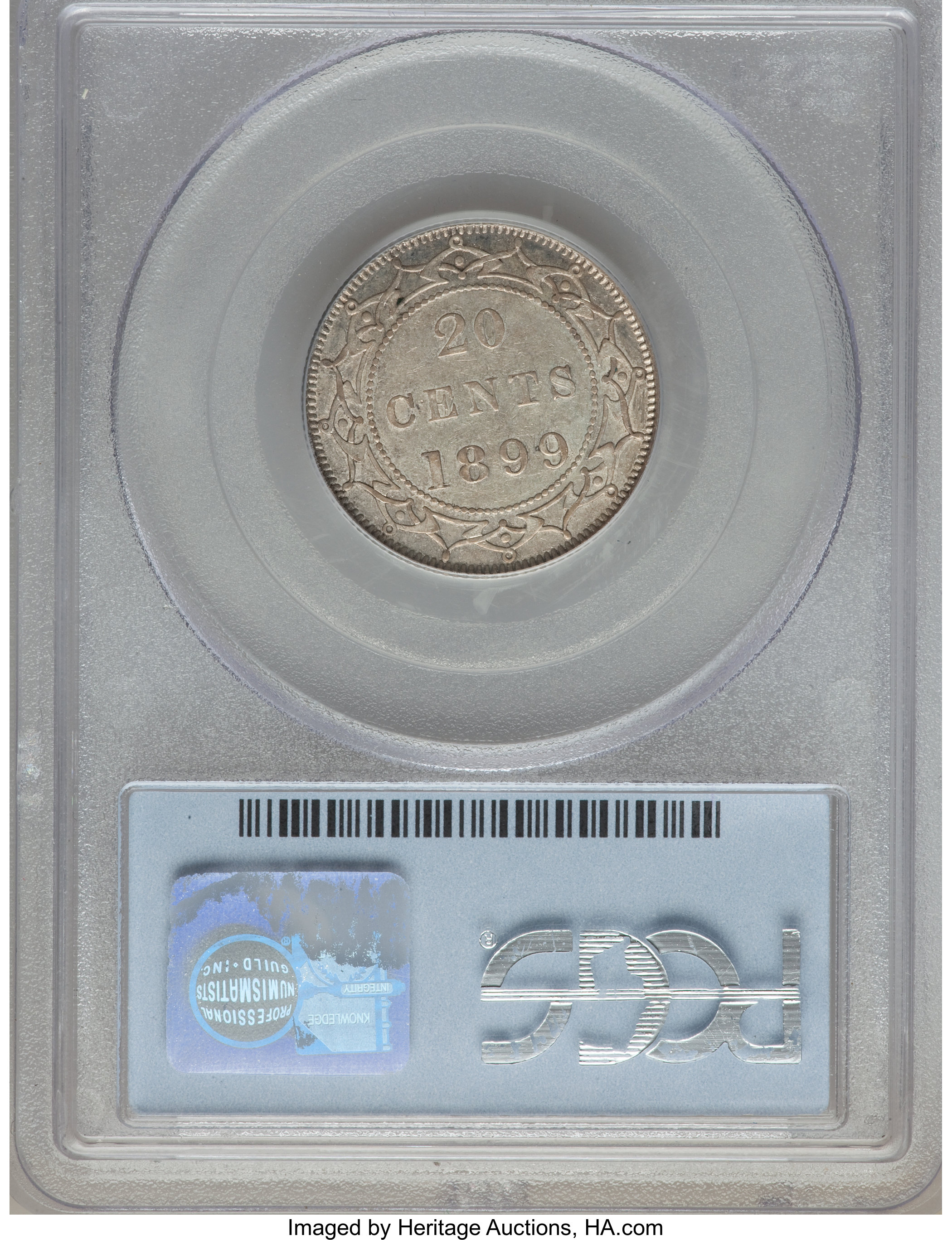 image for: Newfoundland. Victoria "Small 99" 20 Cents 1899 AU50 PCGS