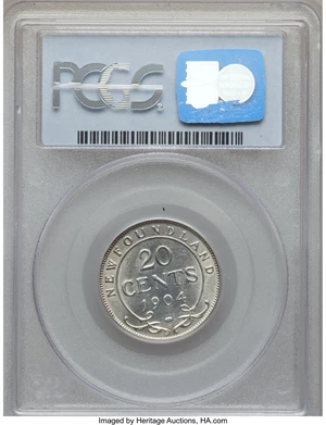 image for: Newfoundland. Edward VII 20 Cents 1904-H AU55 PCGS