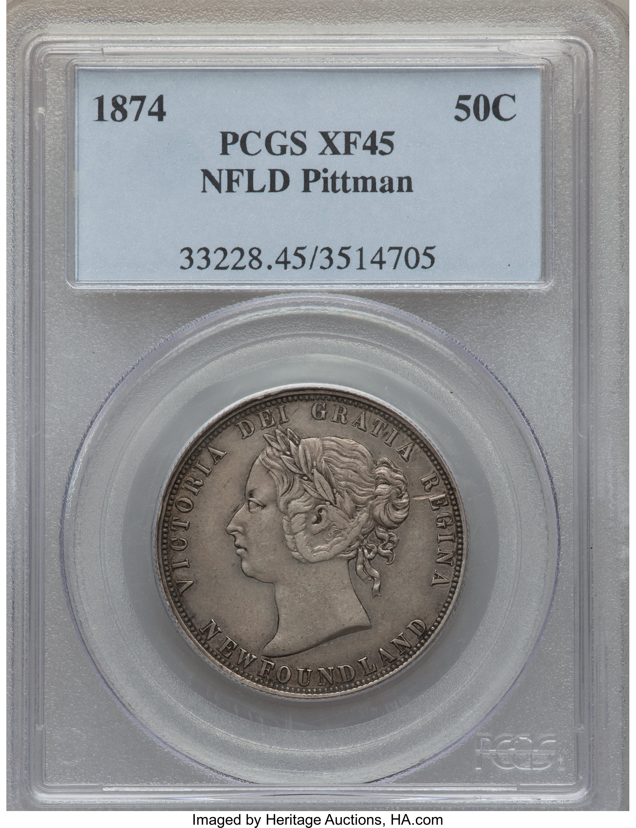 image for: Newfoundland. Victoria 50 Cents 1874 XF45 PCGS