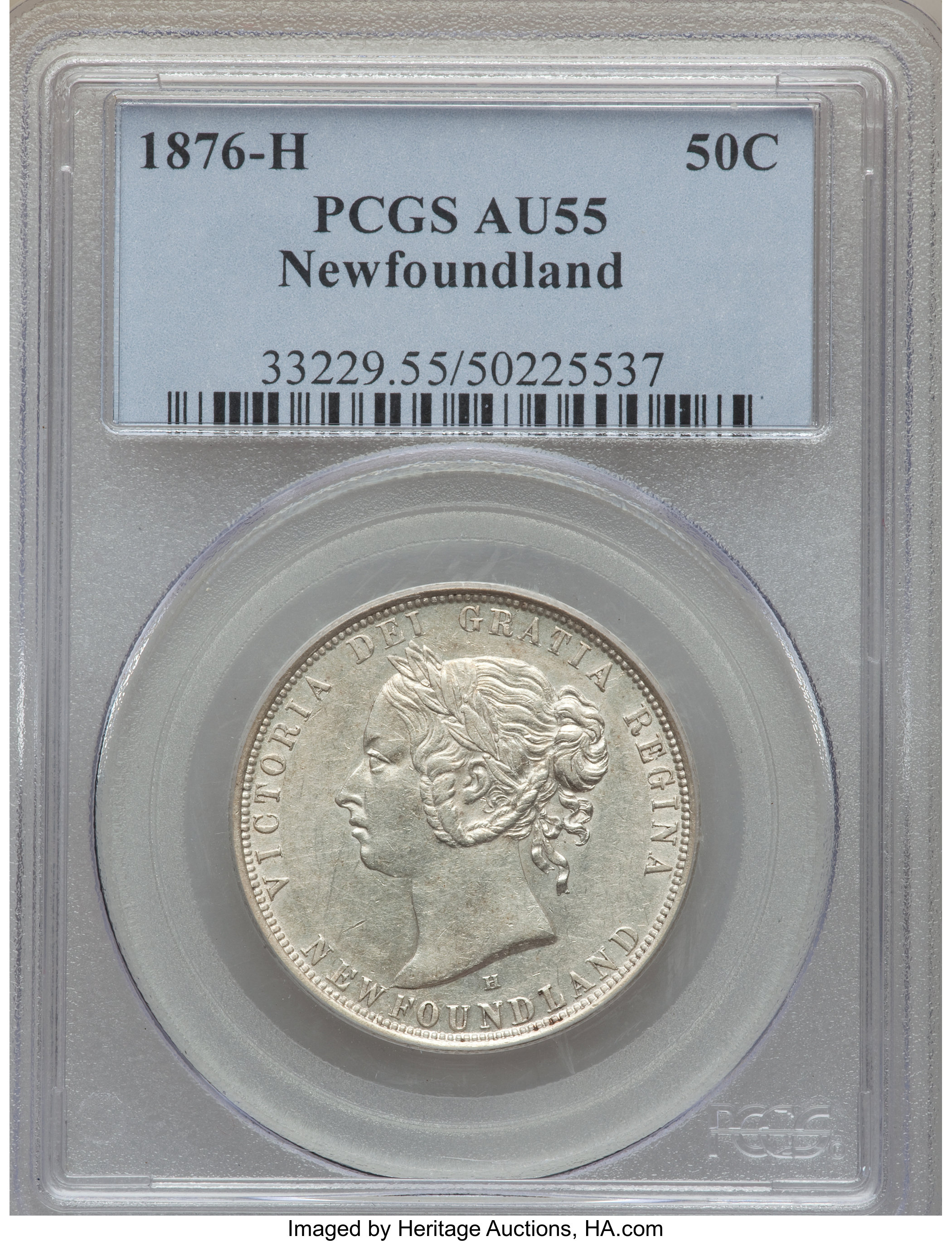 image for: Newfoundland. Victoria 50 Cents 1876-H AU55 PCGS