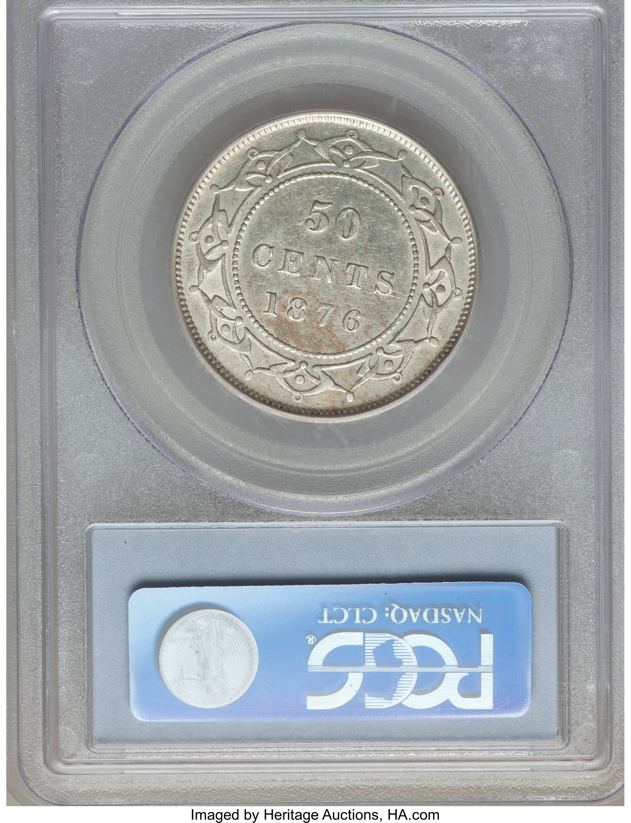image for: Newfoundland. Victoria 50 Cents 1876-H AU55 PCGS