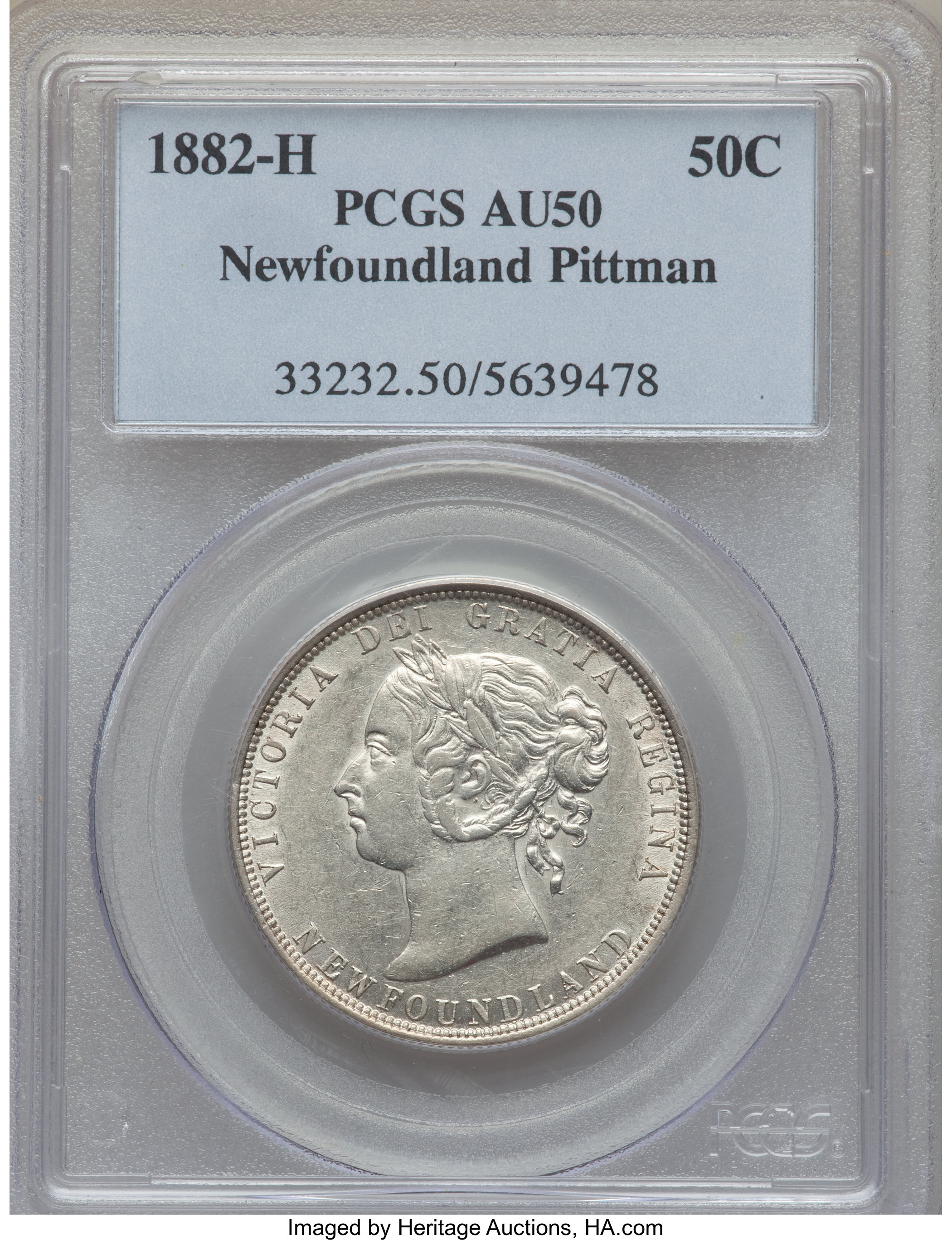 image for: Newfoundland. Victoria 50 Cents 1882-H AU50 PCGS