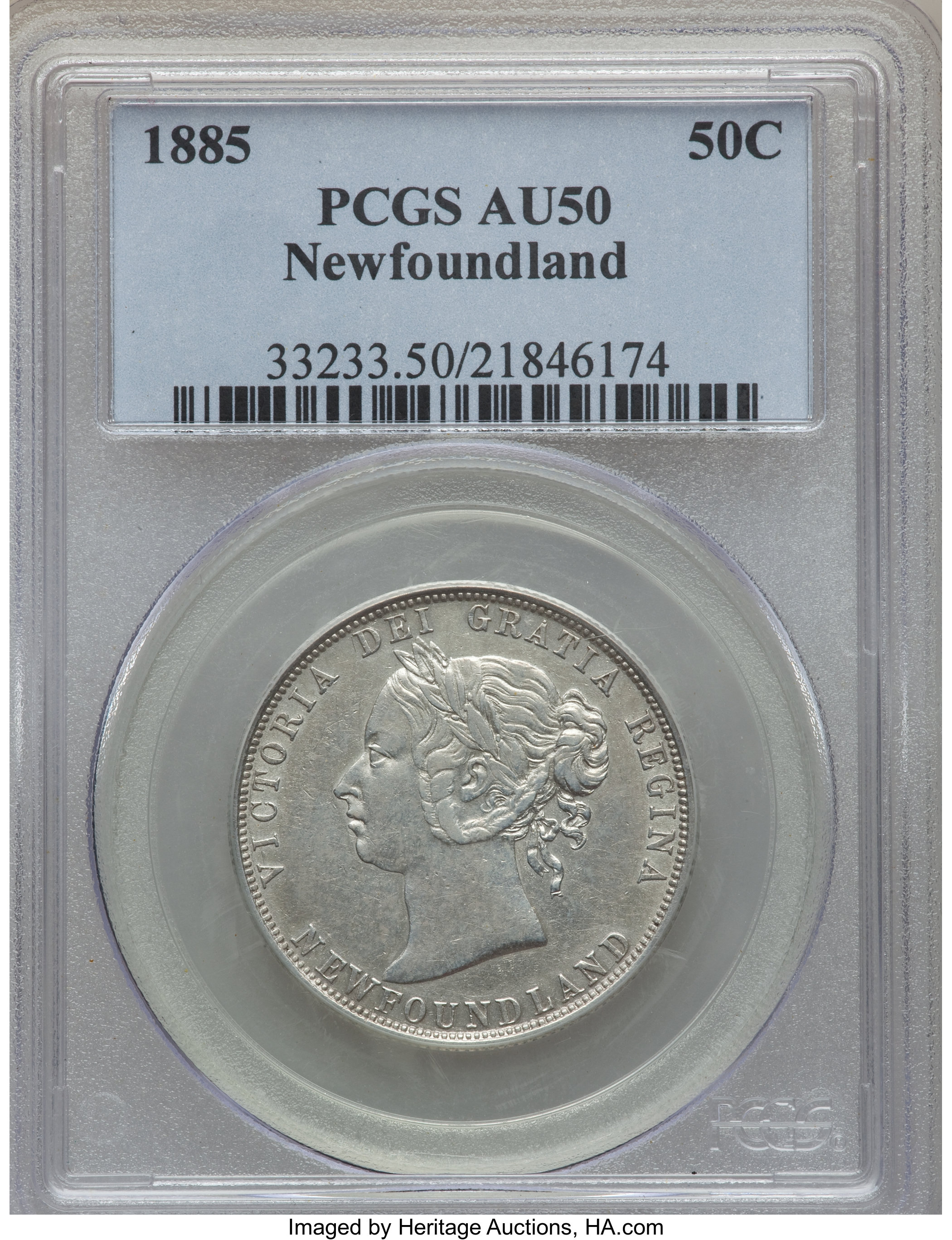 image for: Newfoundland. Victoria 50 Cents 1885 AU50 PCGS