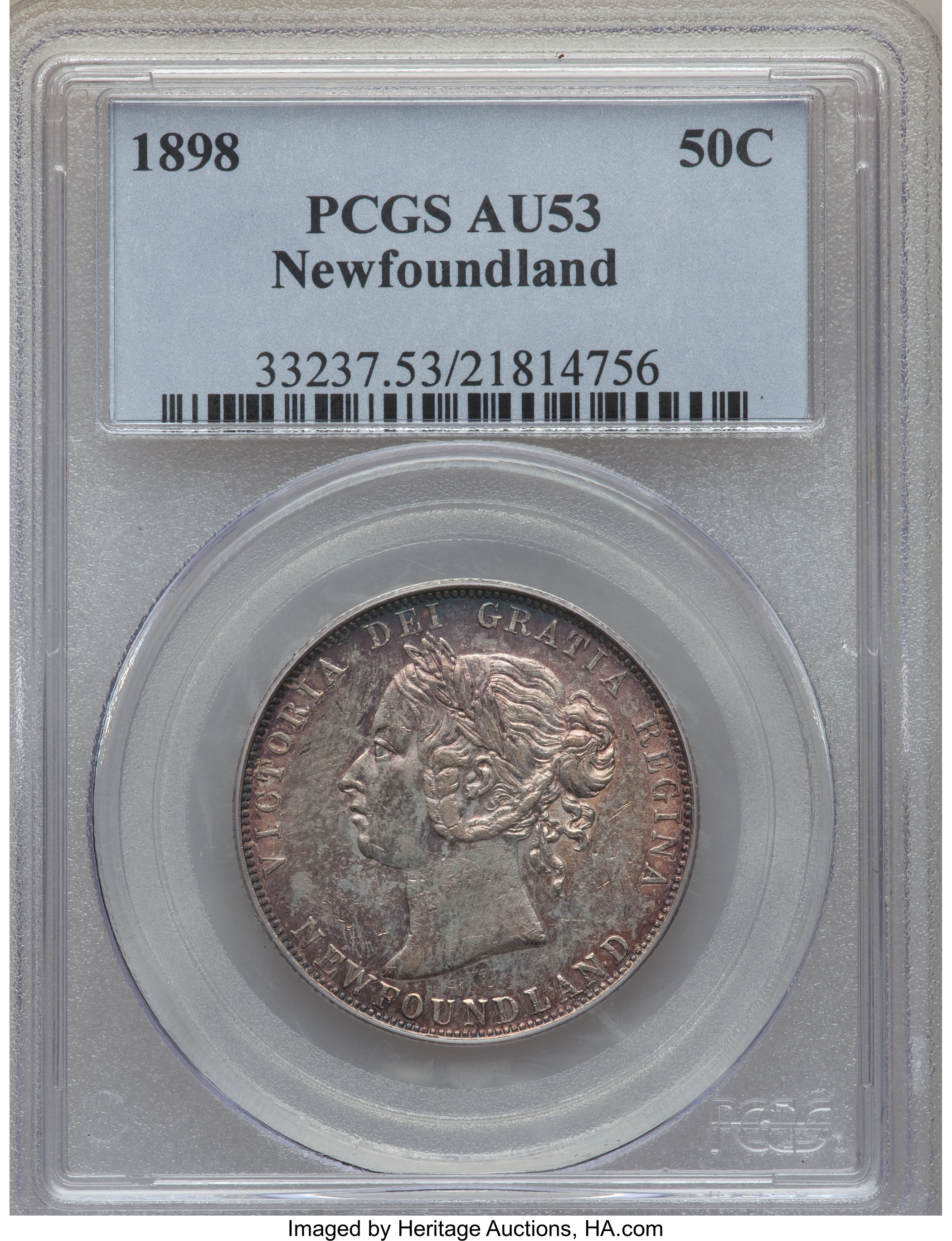 image for: Newfoundland. Victoria 50 Cents 1898 AU53 PCGS