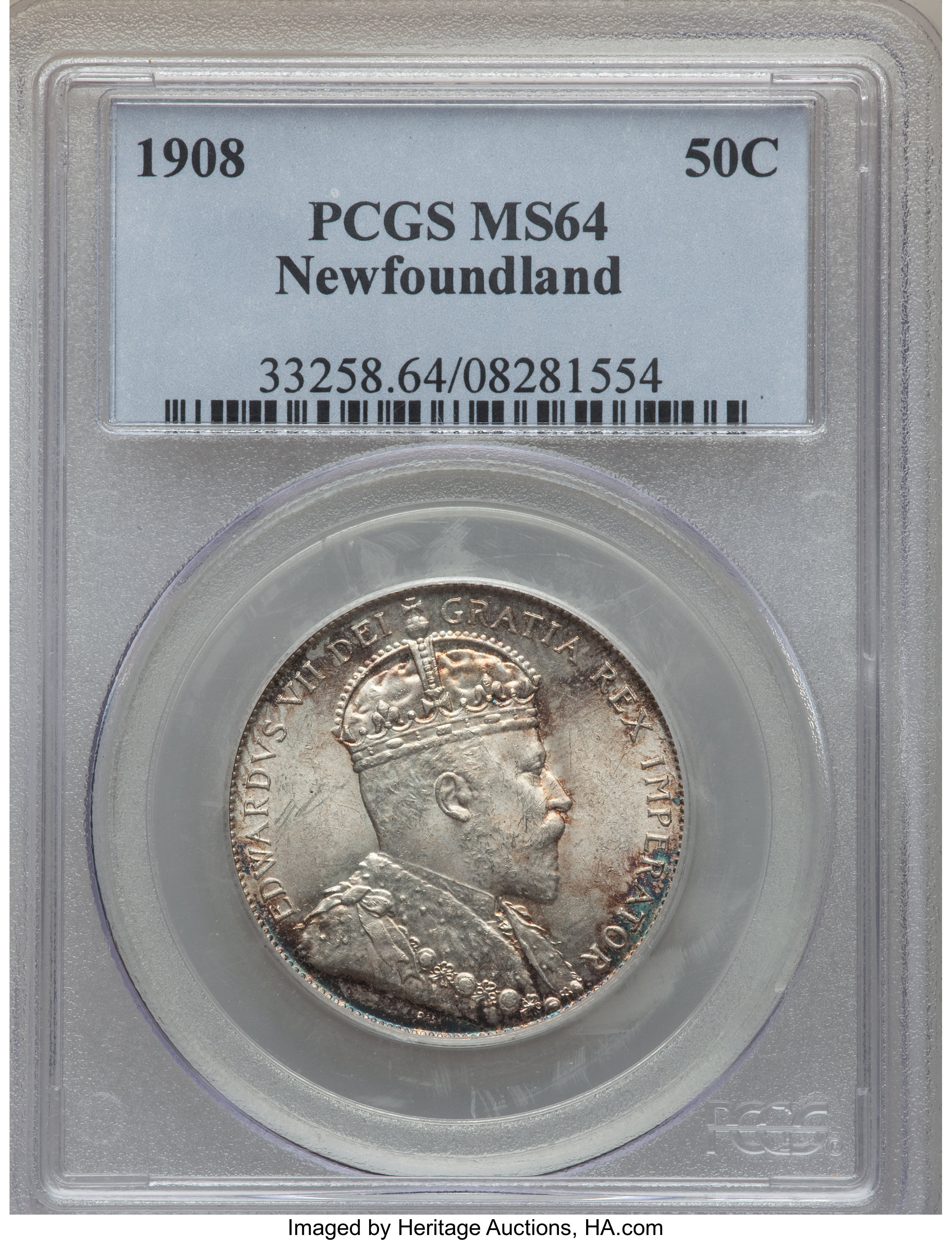 image for: Newfoundland. Edward VII 50 Cents 1908 MS64 PCGS