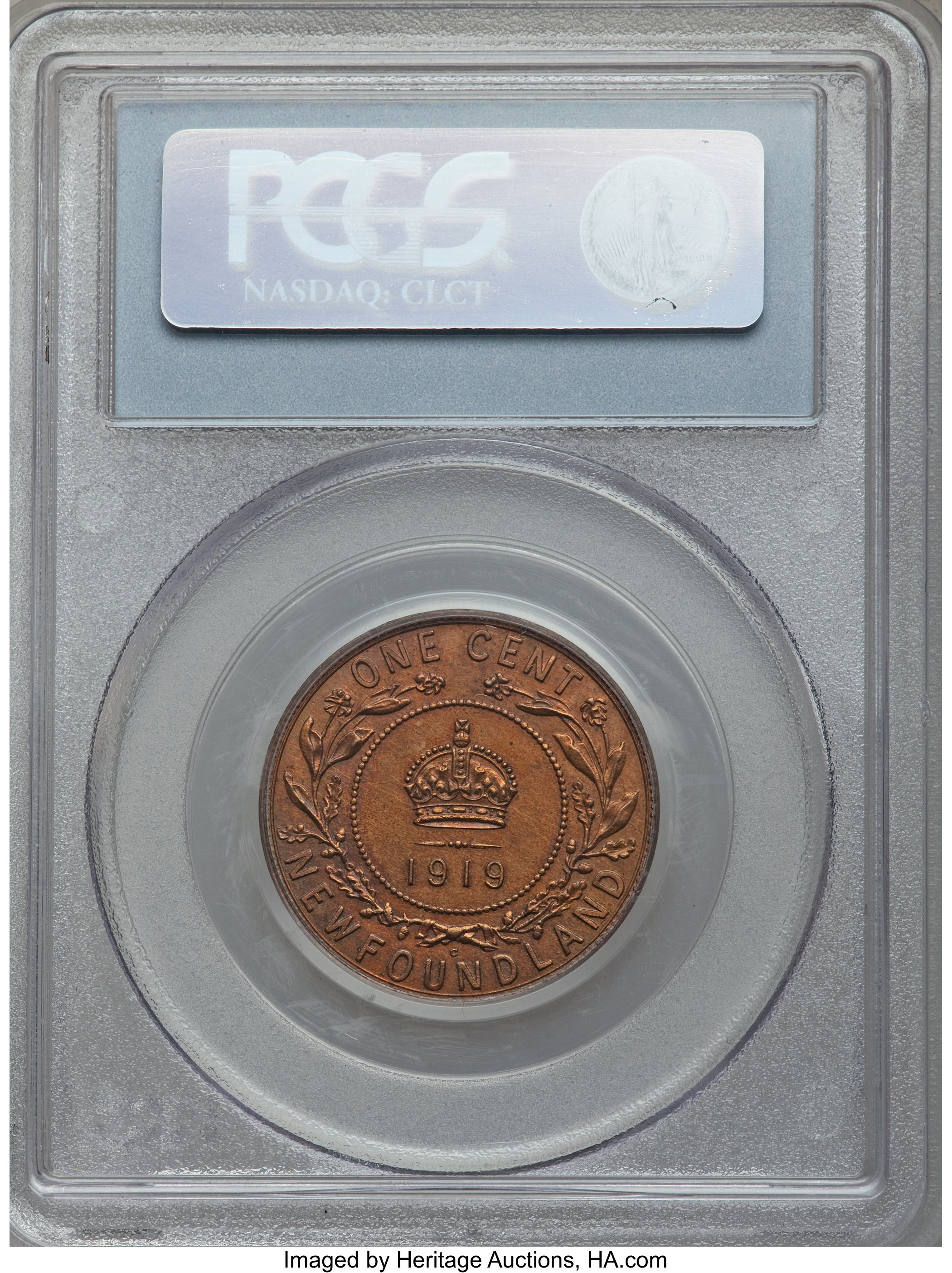image for: Newfoundland. George V Specimen Cent 1919-C SP63 Red and Brown PCGS