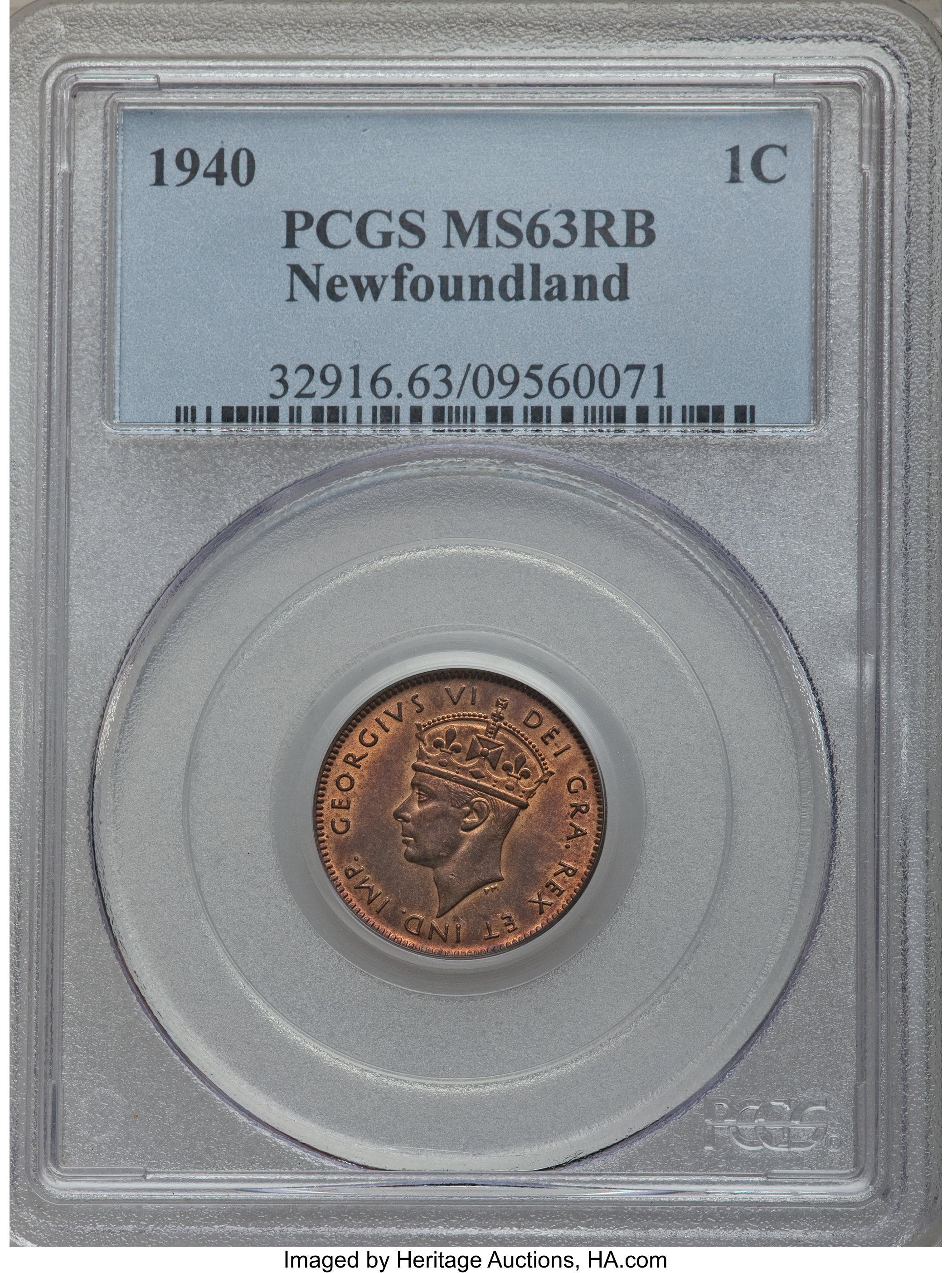 image for: Newfoundland. George VI Cent 1940 MS63 Red and Brown PCGS