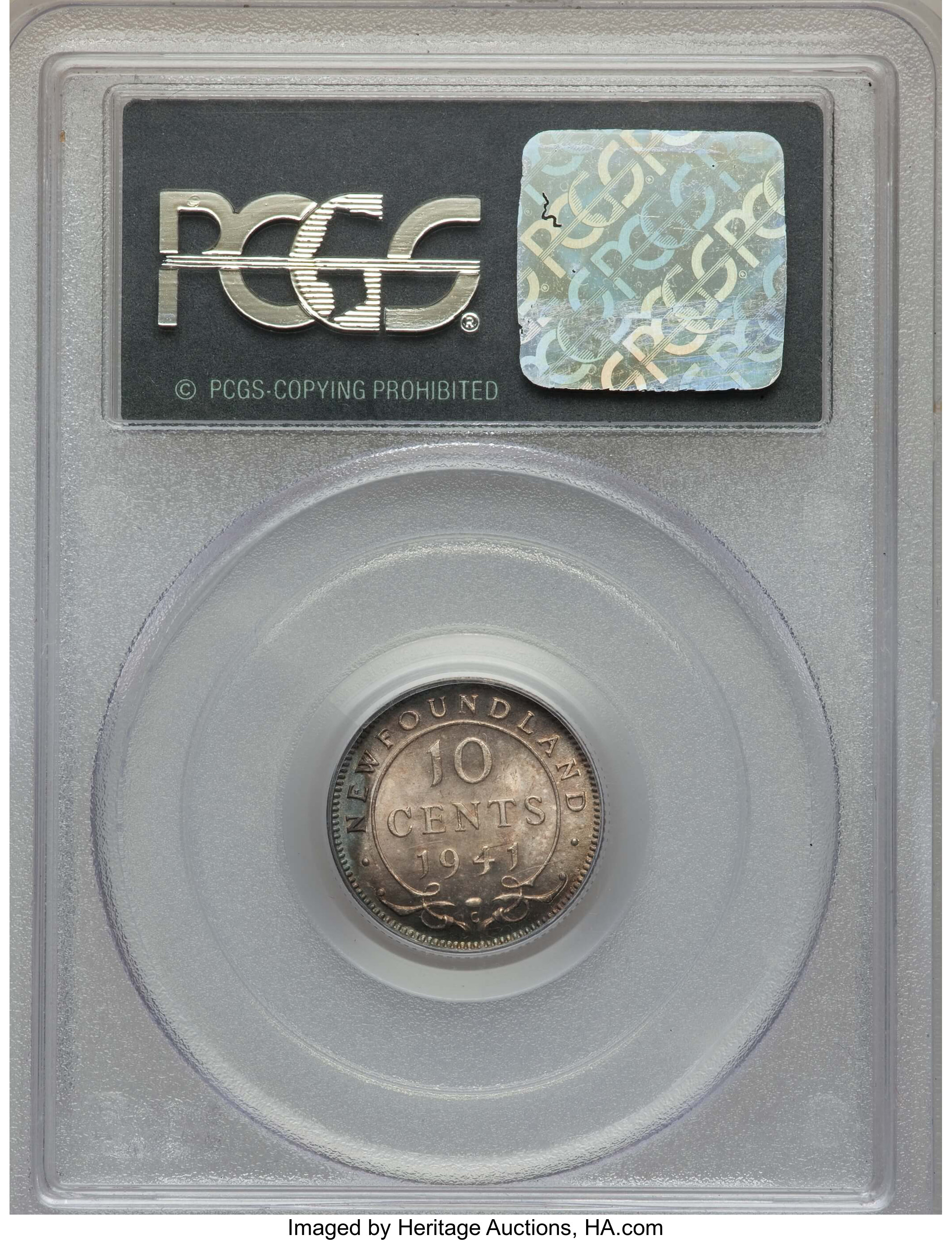 image for: Newfoundland. George VI 10 Cents 1941-C MS65 PCGS