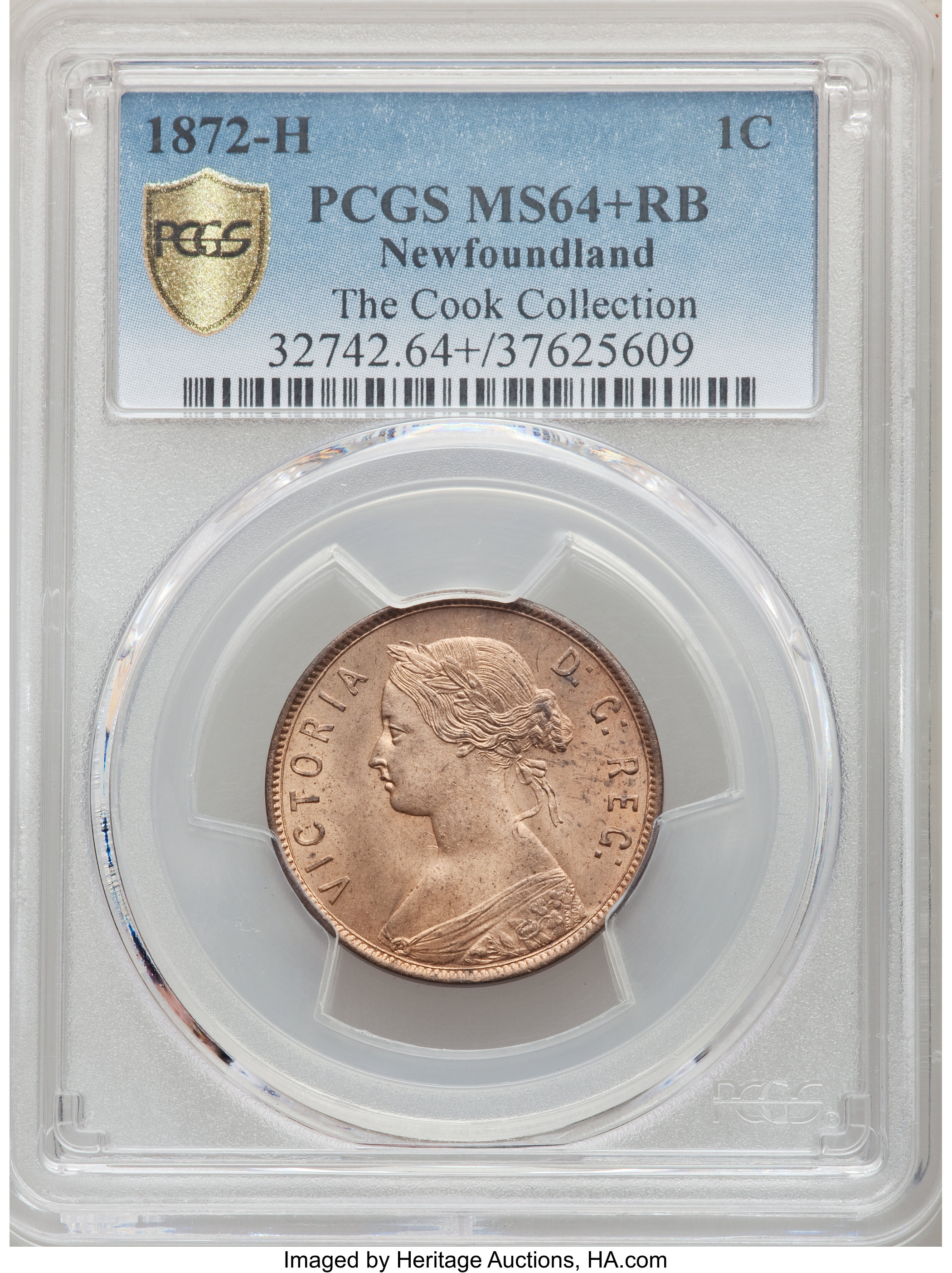 image for: Newfoundland. Victoria Cent 1872-H MS64+ Red and Brown PCGS
