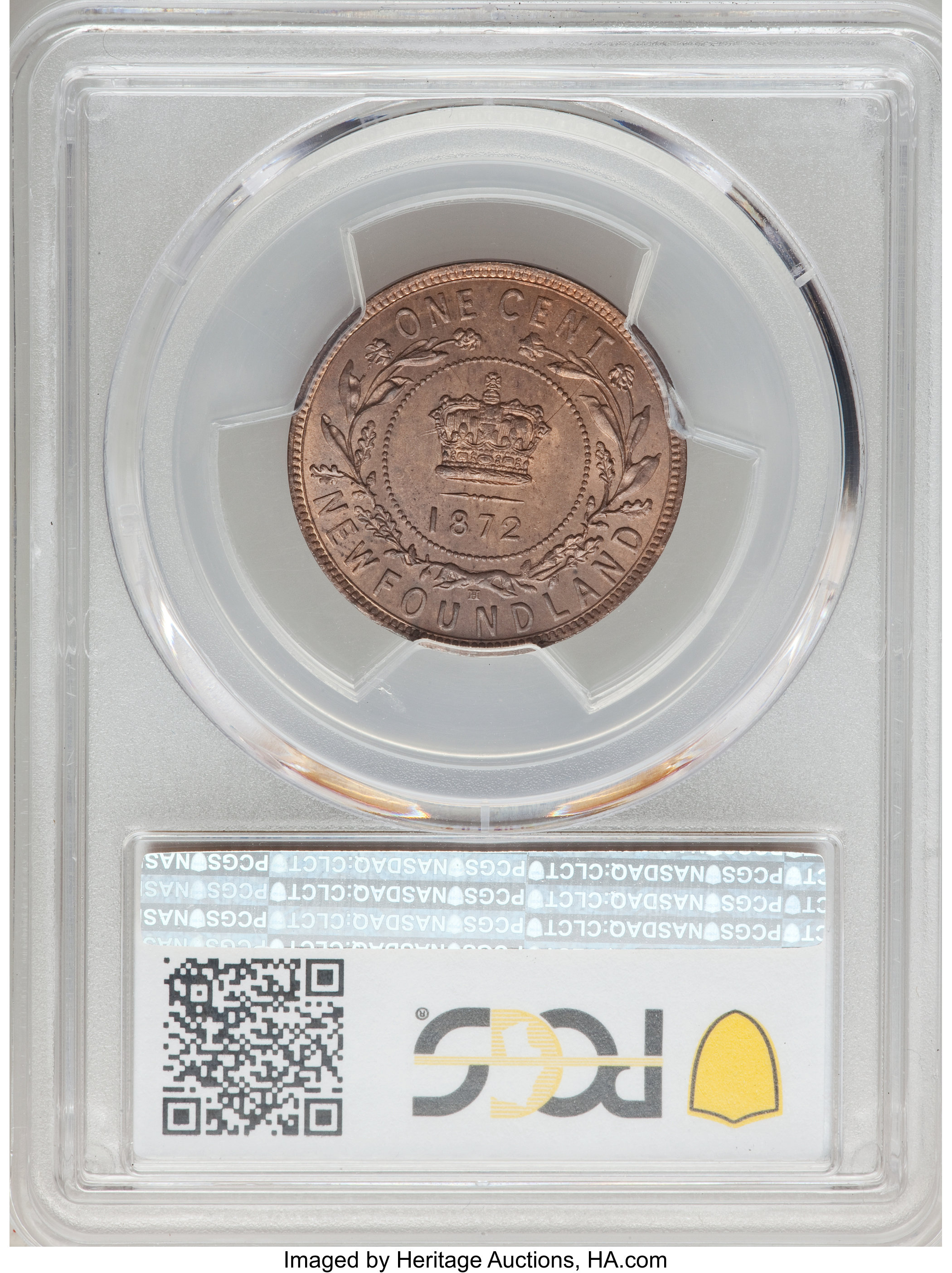 image for: Newfoundland. Victoria Cent 1872-H MS64+ Red and Brown PCGS