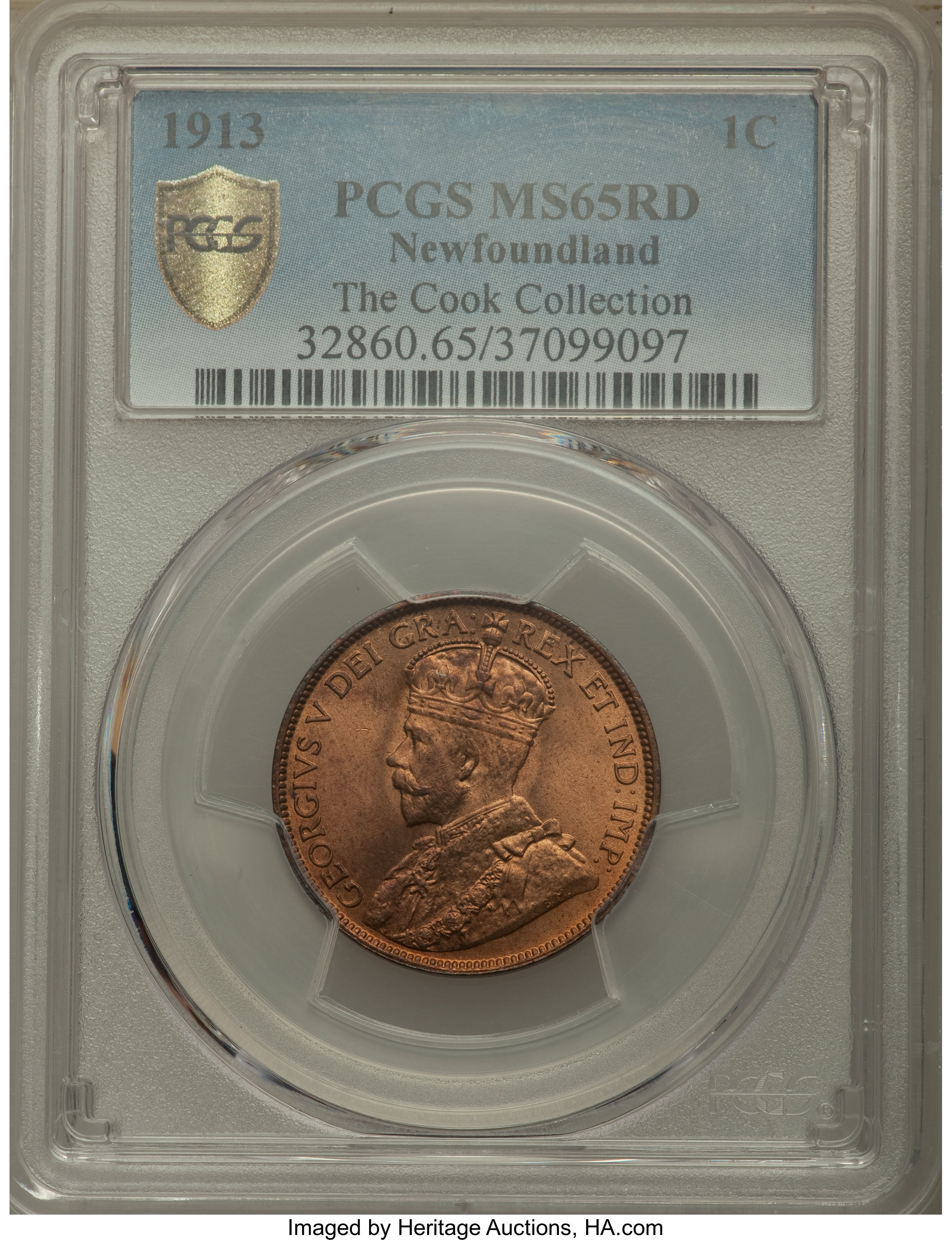 image for: Newfoundland. George V Cent 1913 MS65 Red PCGS
