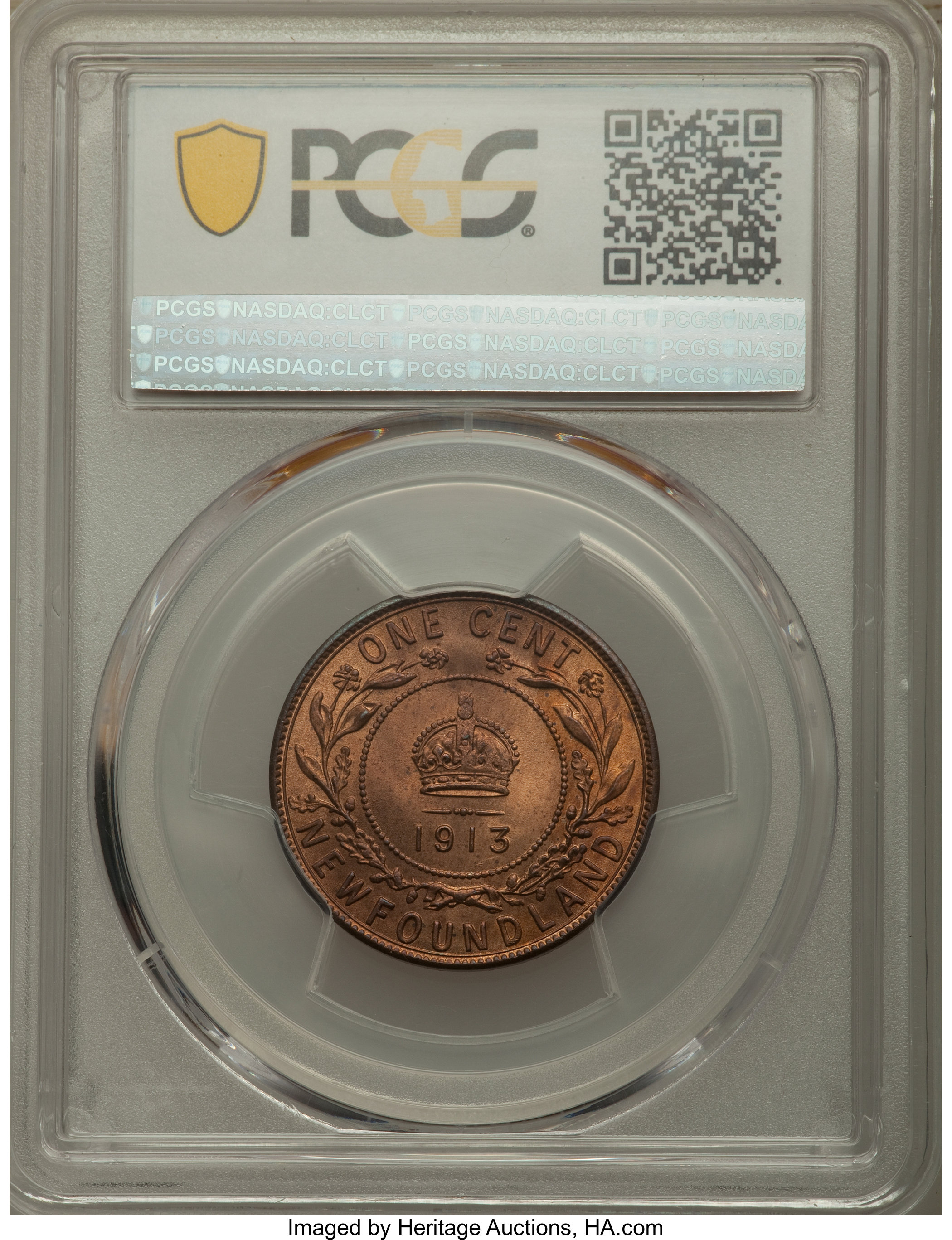 image for: Newfoundland. George V Cent 1913 MS65 Red PCGS