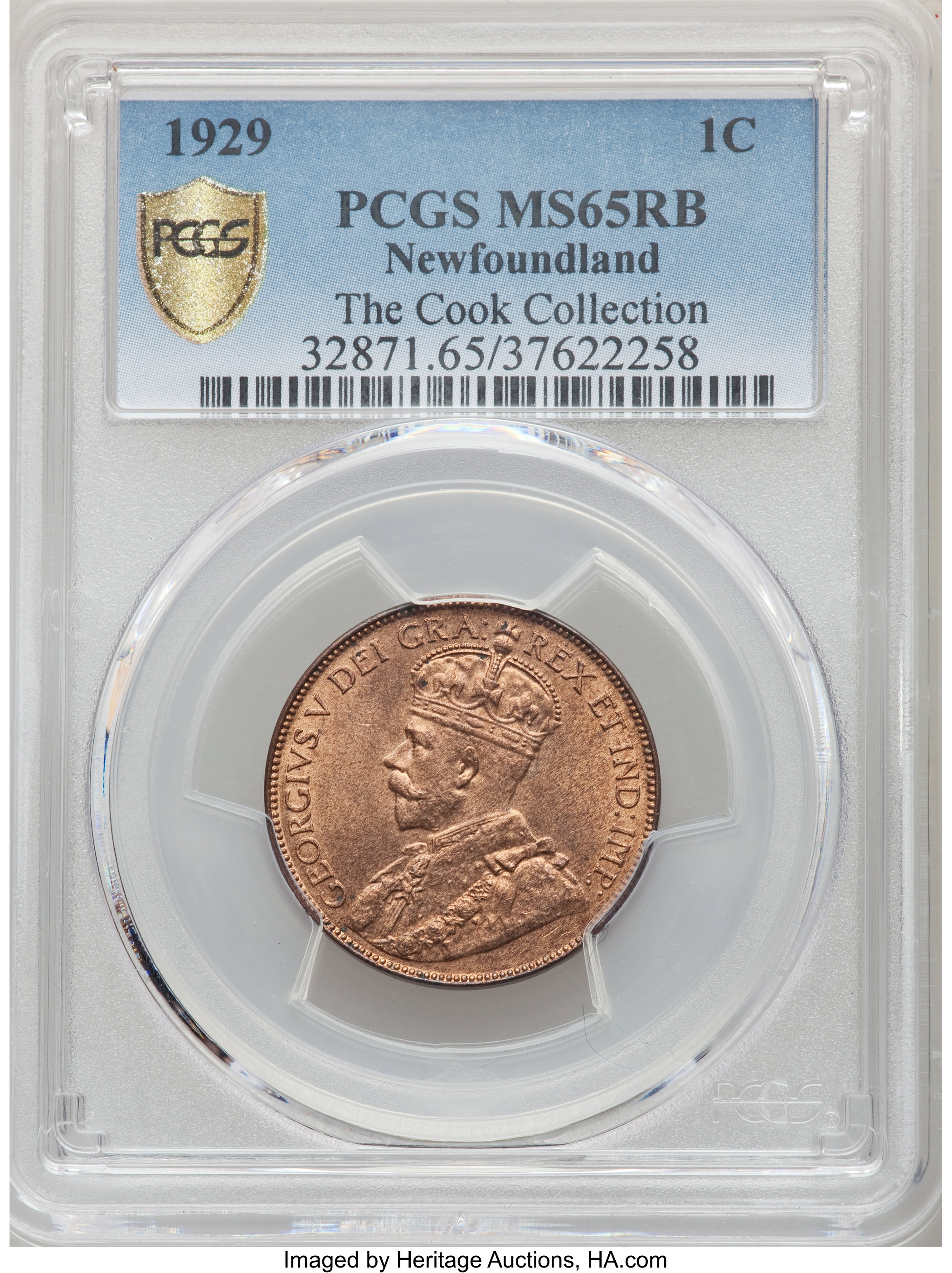 image for: Newfoundland. George V Cent 1929 MS65 Red and Brown PCGS