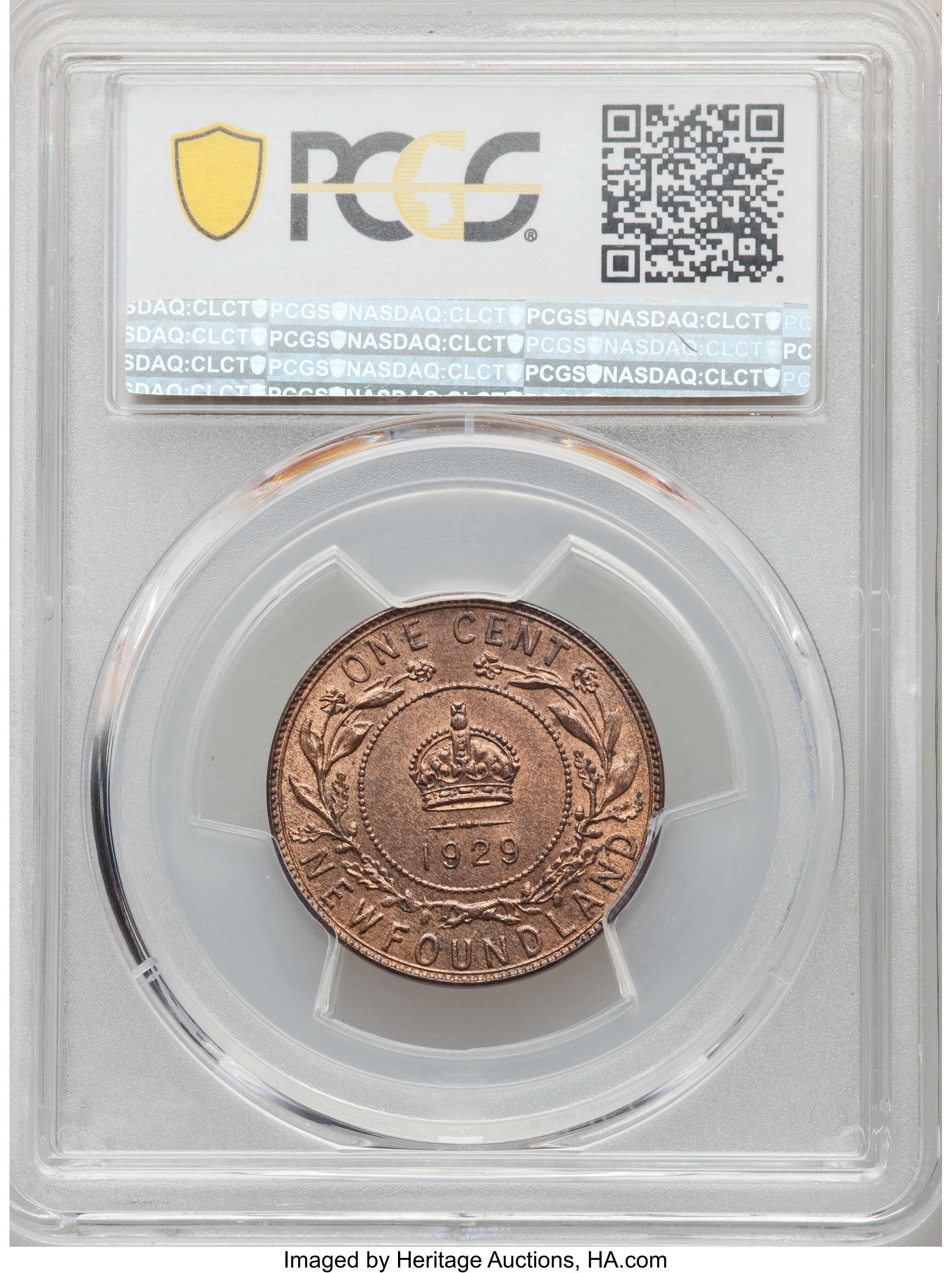 image for: Newfoundland. George V Cent 1929 MS65 Red and Brown PCGS