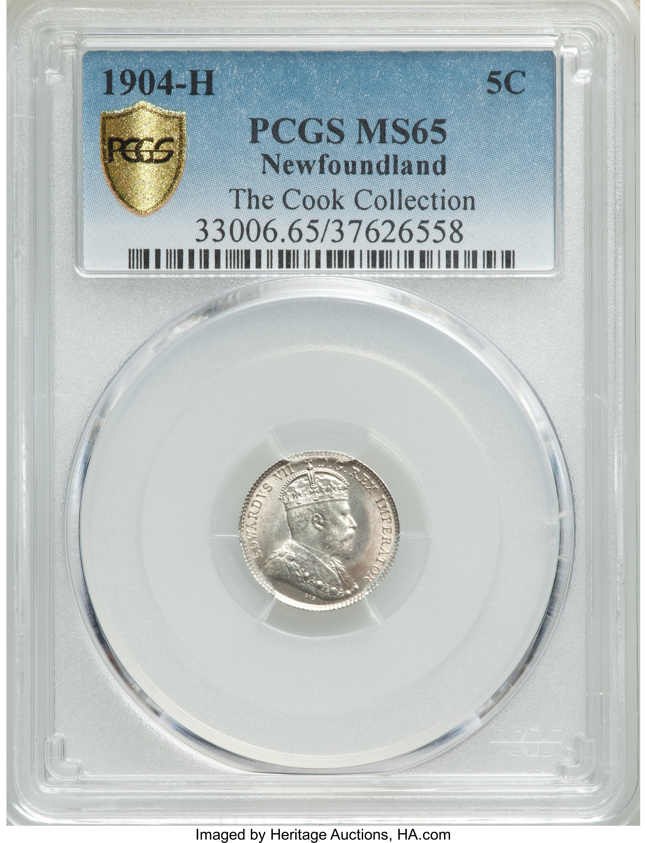 image for: Newfoundland. Edward VII 5 Cents 1904-H MS65 PCGS