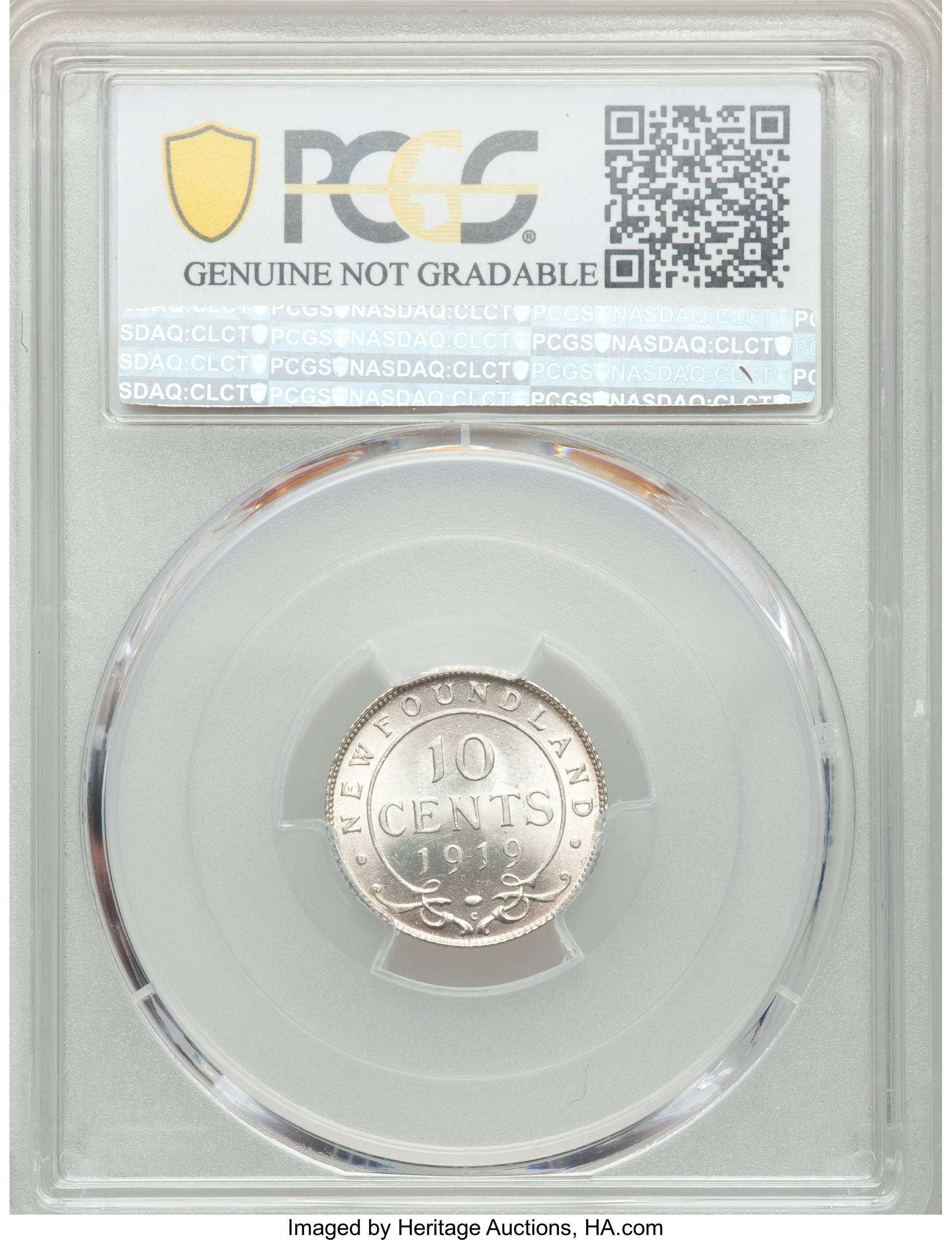 image for: Newfoundland. George V 10 Cents 1919-C UNC Details (Cleaned) PCGS