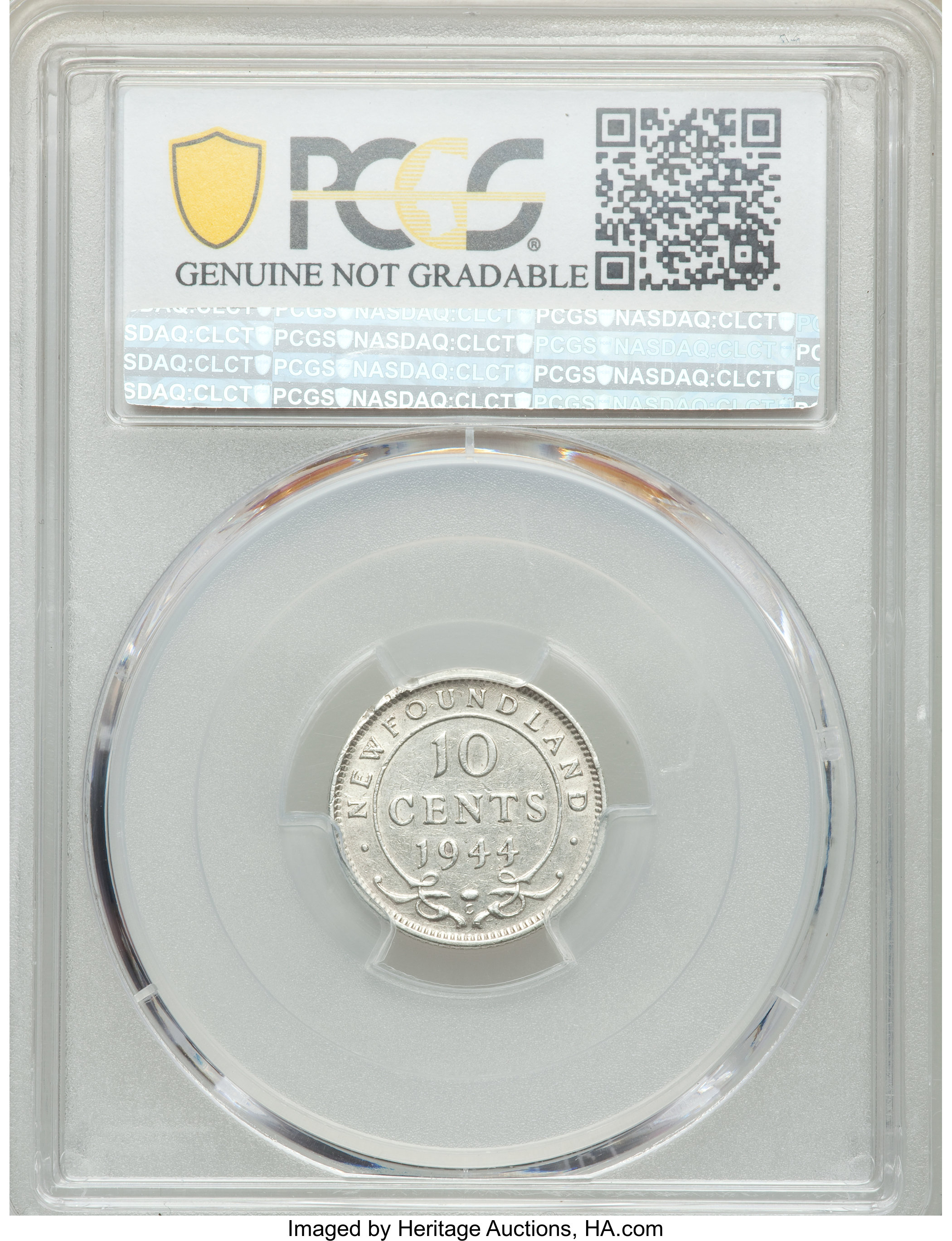 image for: Newfoundland. George VI 10 Cents 1944-C AU Details (Rim Damage) PCGS