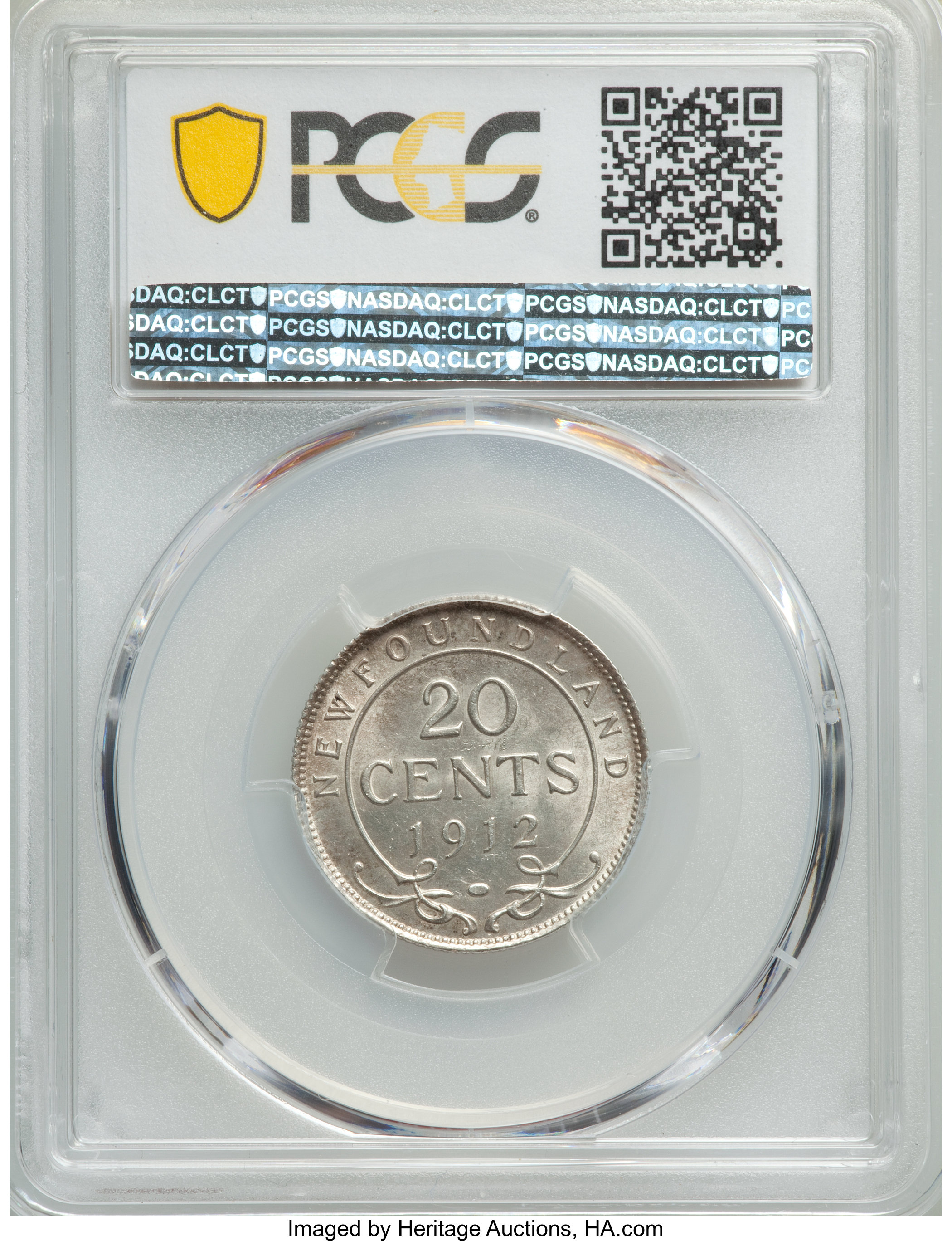 image for: Newfoundland. George V 20 Cents 1912 MS63 PCGS