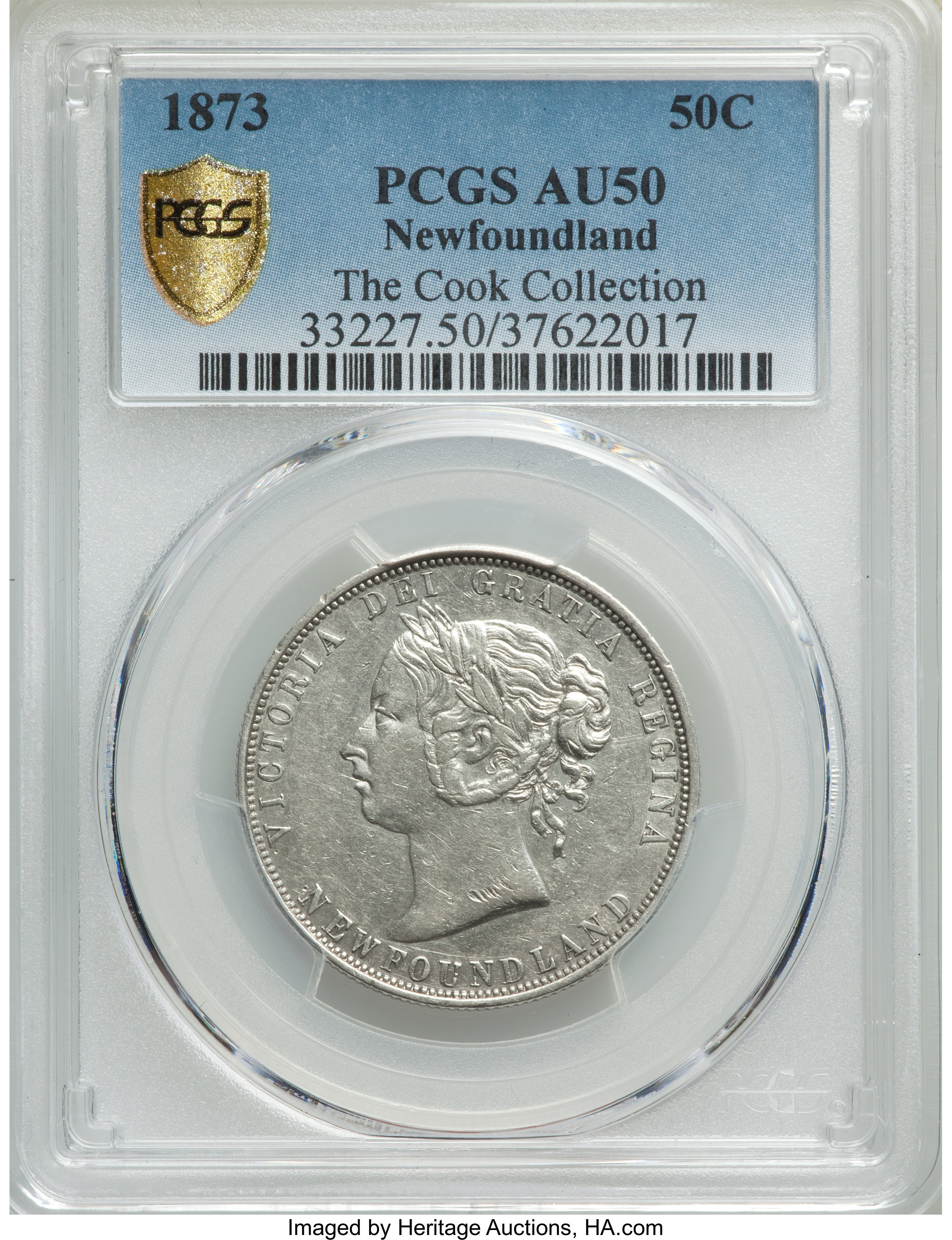 image for: Newfoundland. Victoria 50 Cents 1873 AU50 PCGS