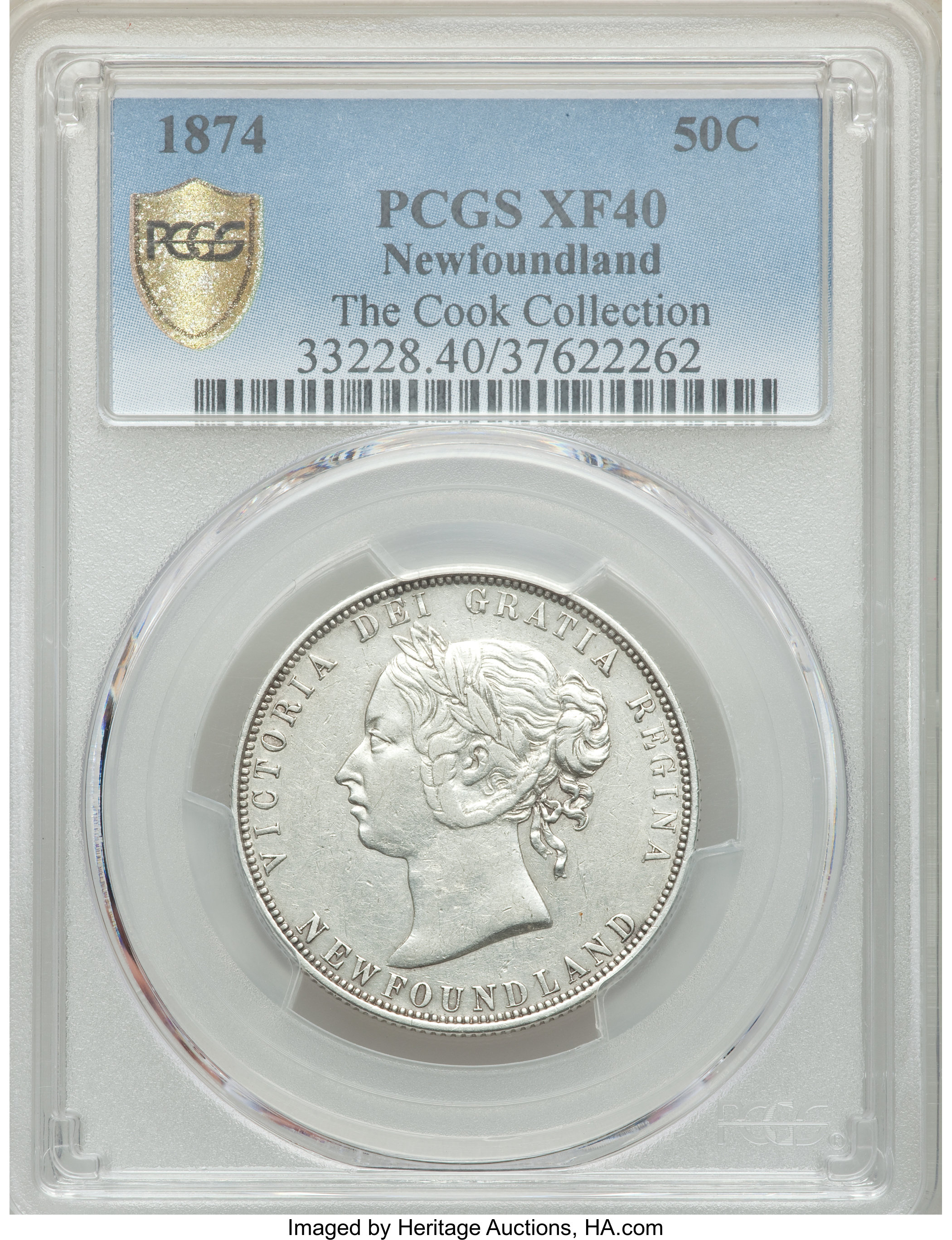 image for: Newfoundland. Victoria 50 Cents 1874 XF40 PCGS
