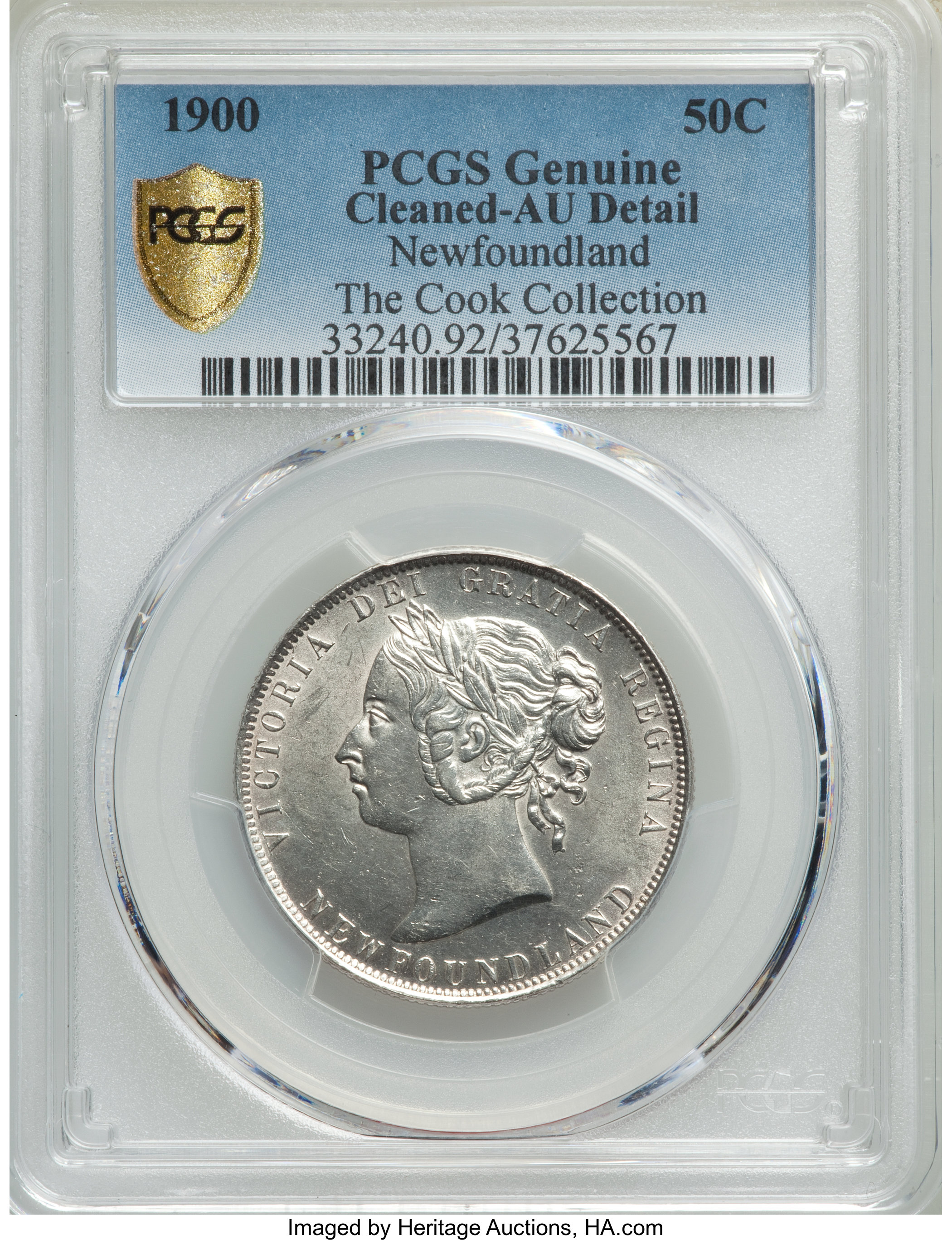 image for: Newfoundland. Victoria 50 Cents 1900 AU Details (Cleaned) PCGS