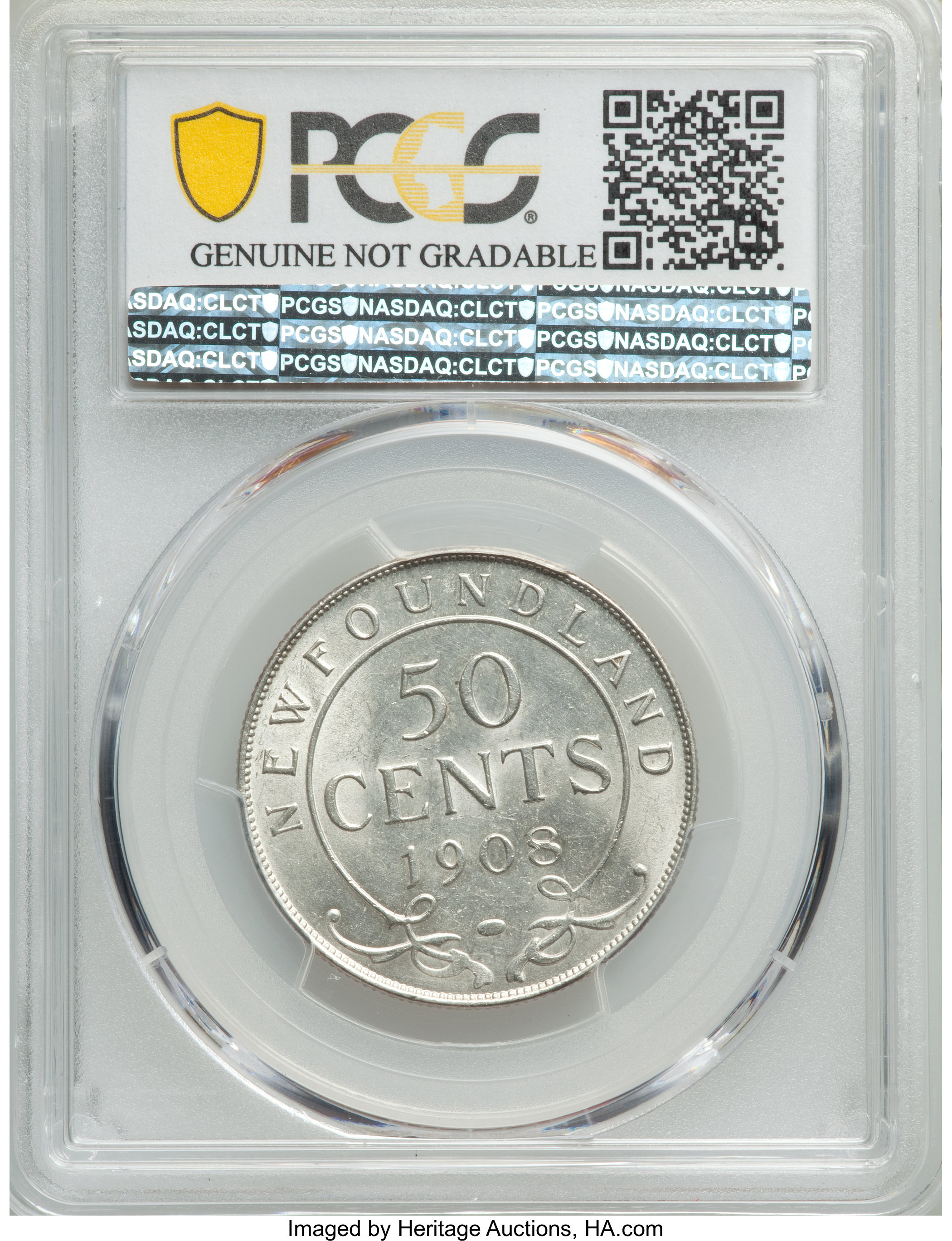 image for: Newfoundland. Edward VII 50 Cents 1908 UNC Details (Cleaned) PCGS